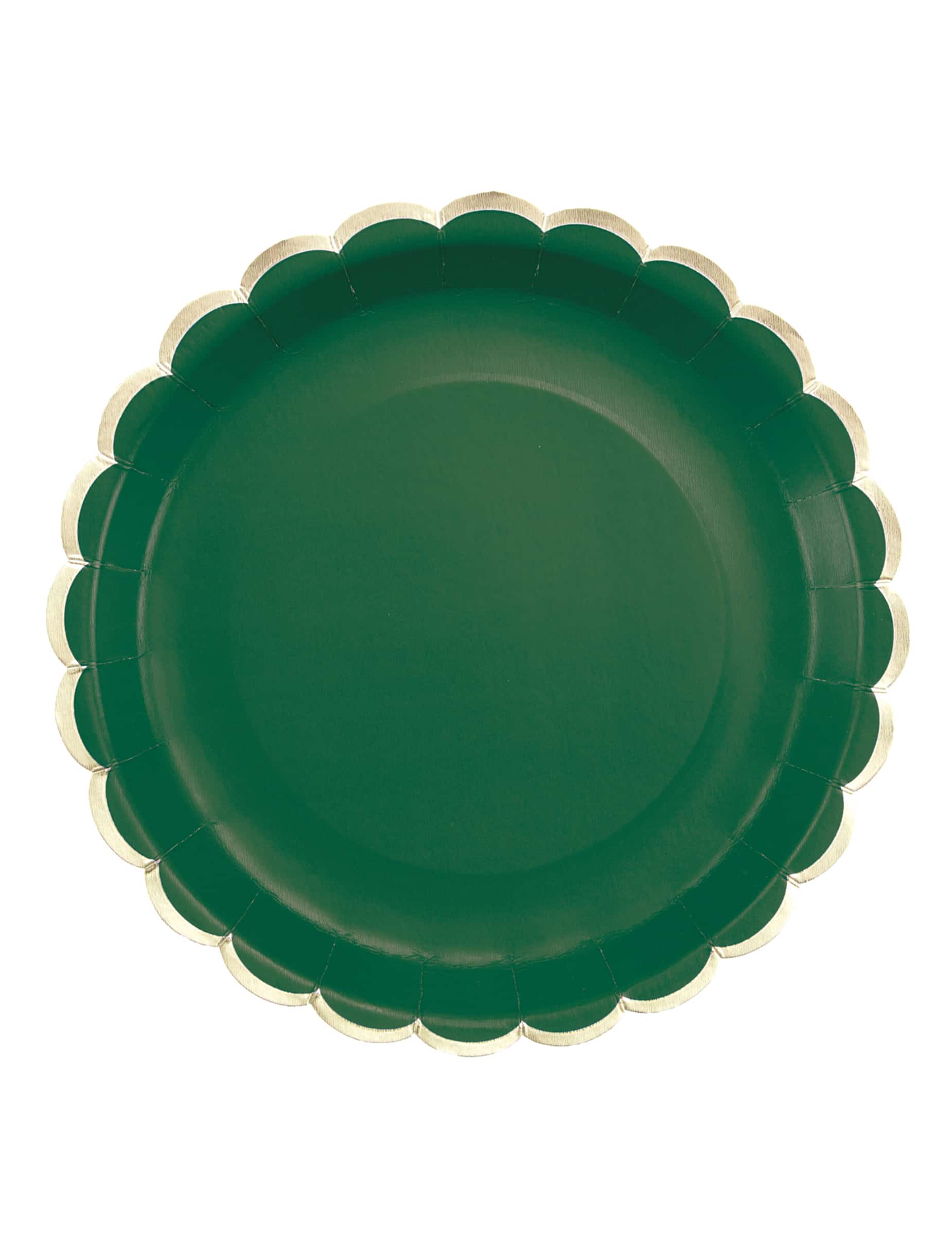 8 grüne Pappteller mit Goldrand 23 cm Weihnachtsgeschirr