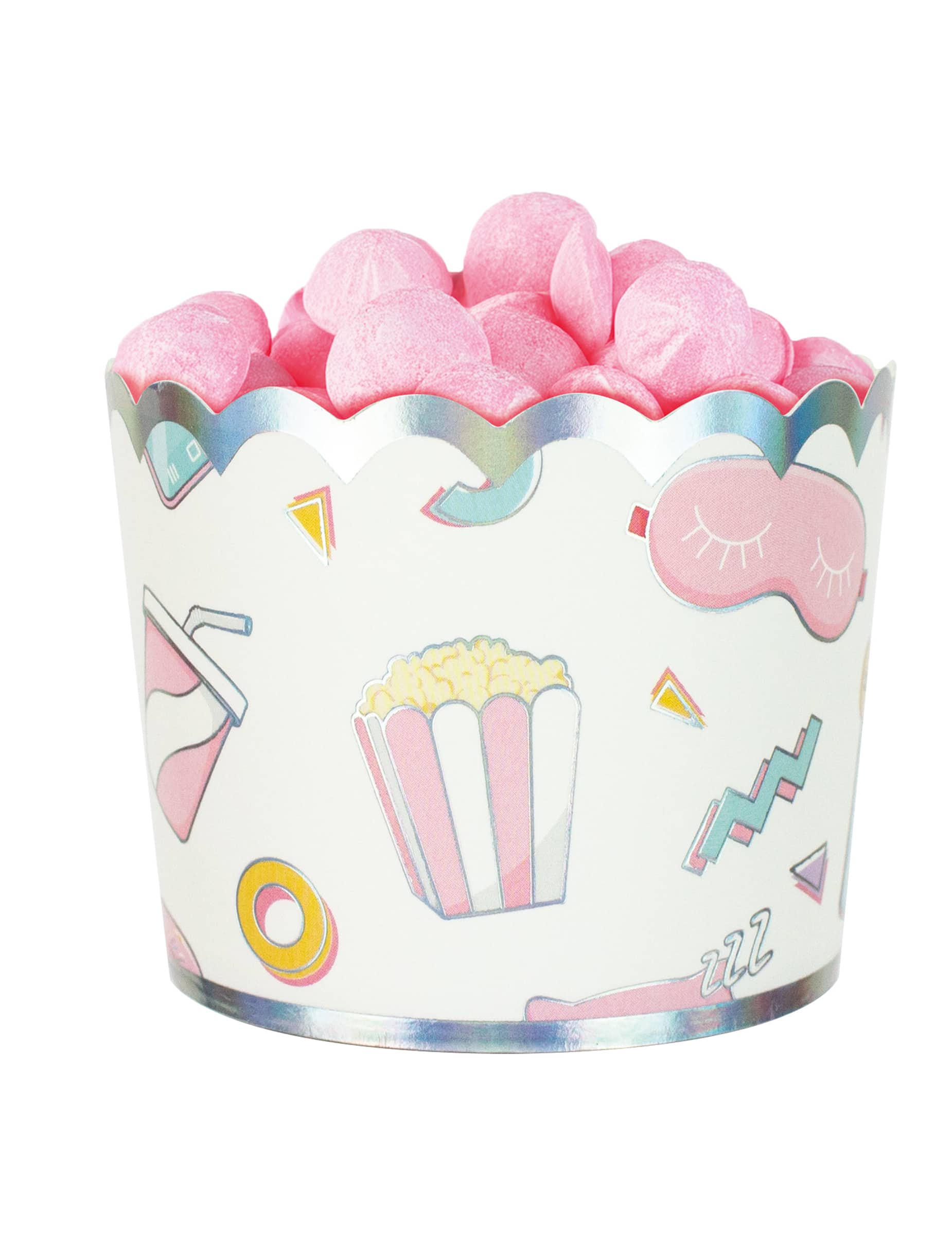 8 kleine Becher Pyjama Party irisierend + bunt