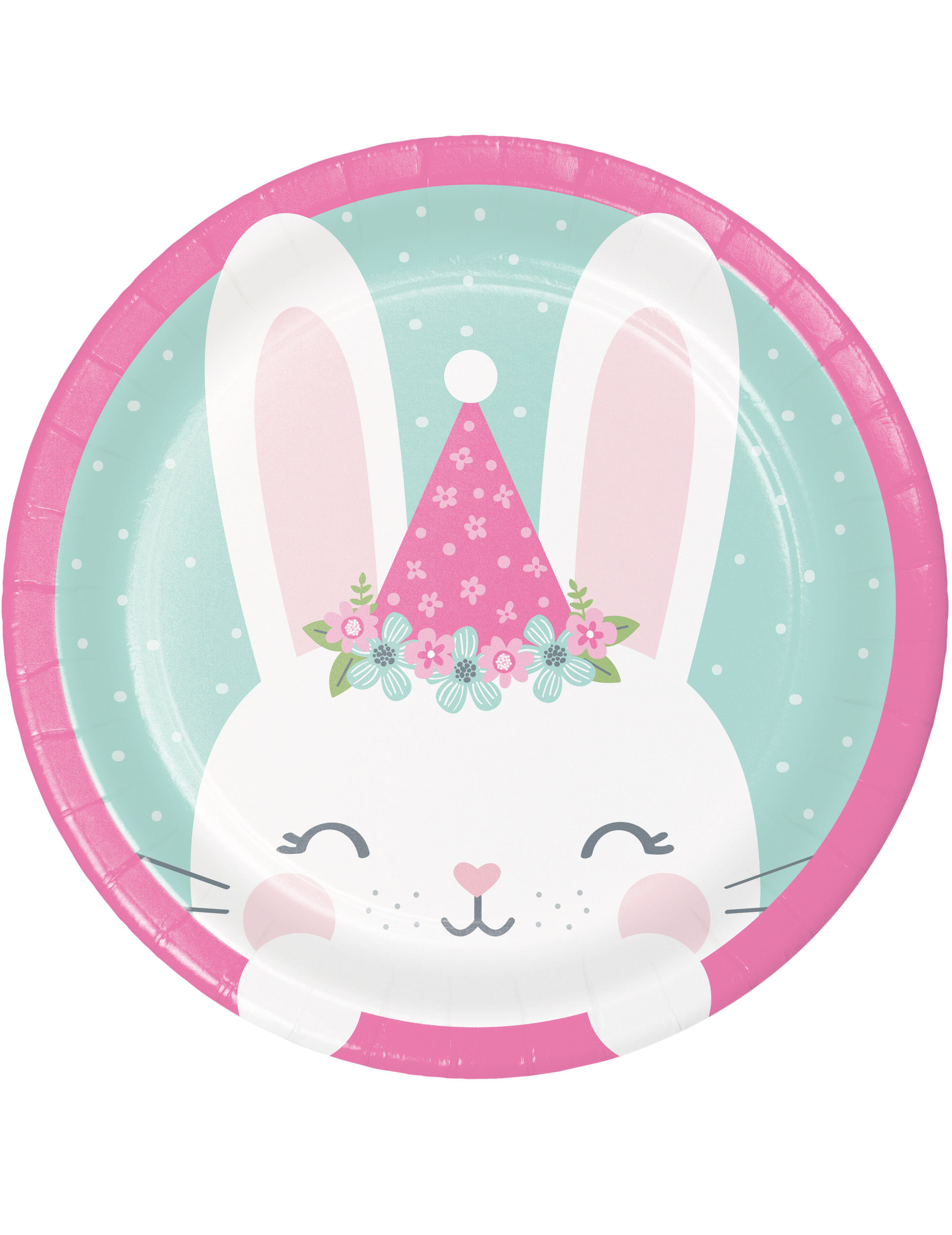 8 kleine Hasen Teller rosa-mint 18 cm
