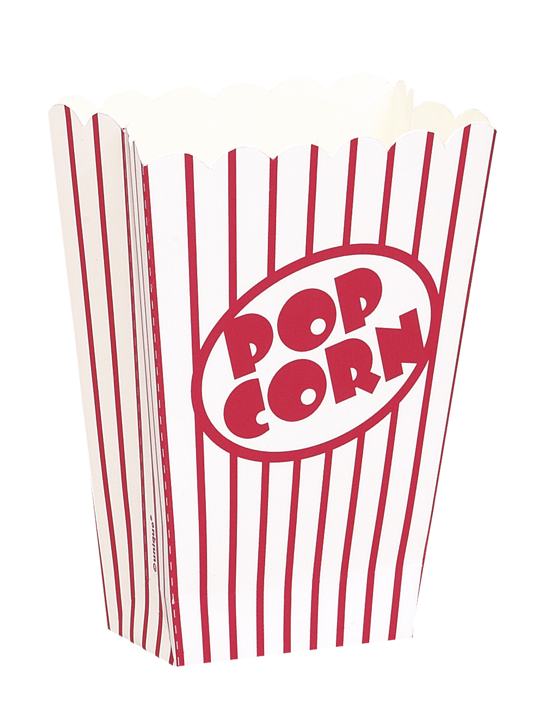 8 kleine Popcorn-Boxen weiß-rot gestreift 9 cm aus Pappe