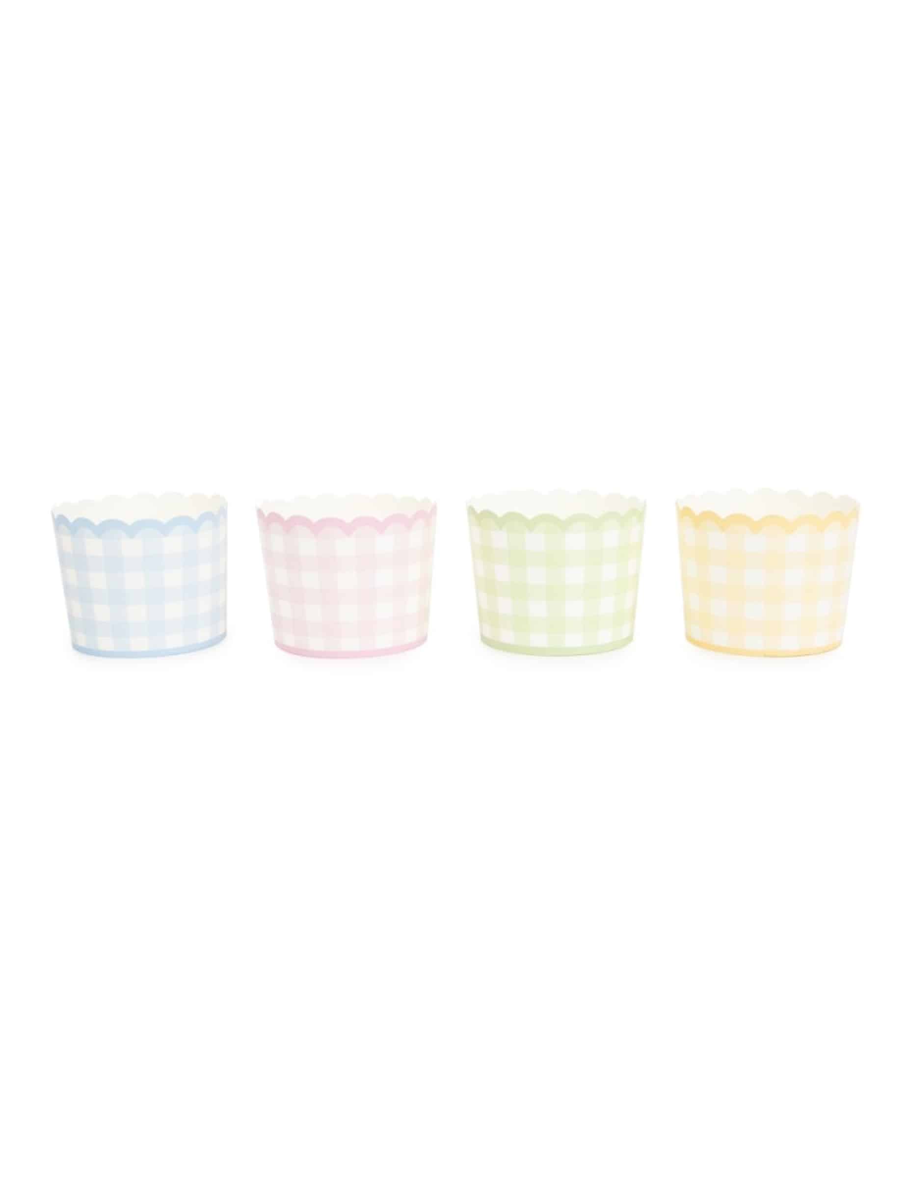 8 kleine Vichy-Pastell Becher aus Pappe 200 ml