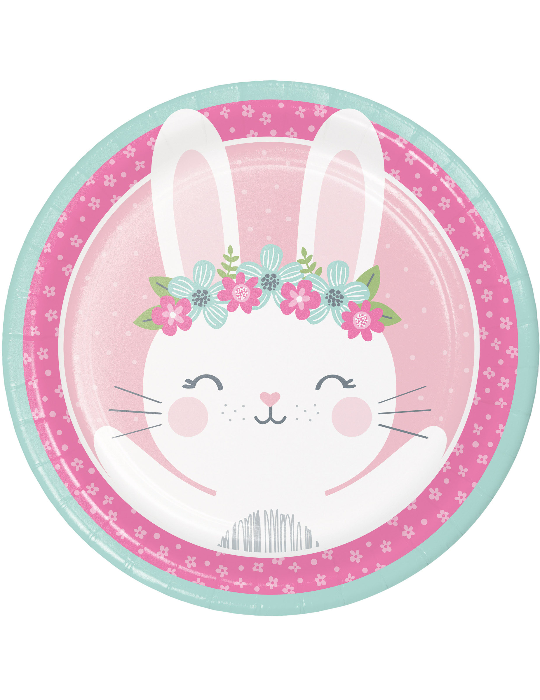 8 runde Hasen Teller Ostern rosa 23 cm