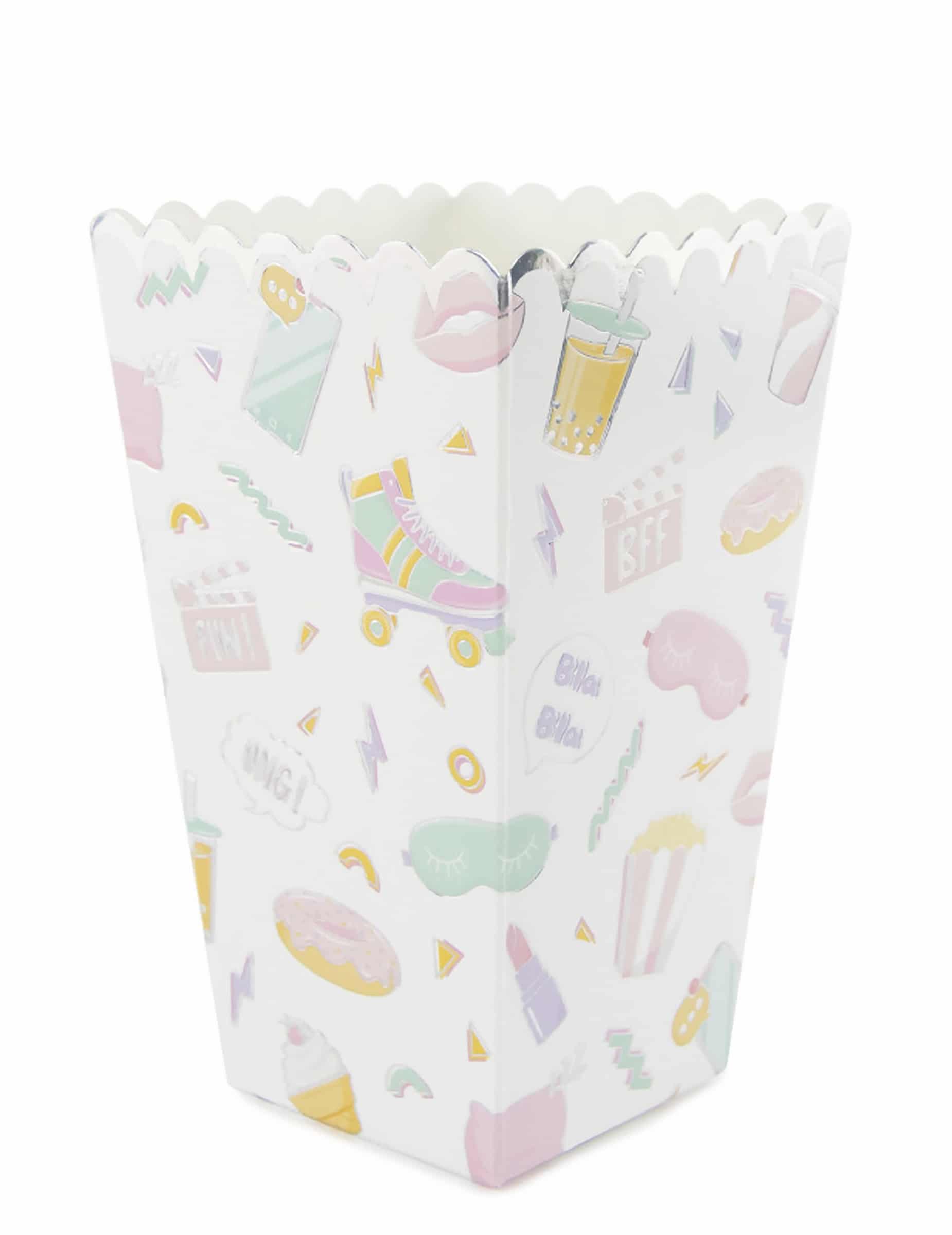 8 schillernde Popcorn-Boxen Pyjama-Party mit Girly-Motiven
