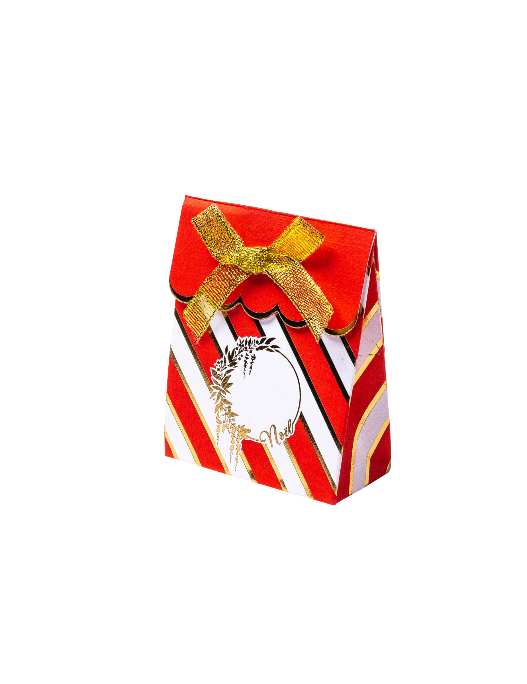 8 weihnachtliche Papp-Behälter rot-weiß gestreift mit goldener Schleife 7 x 8