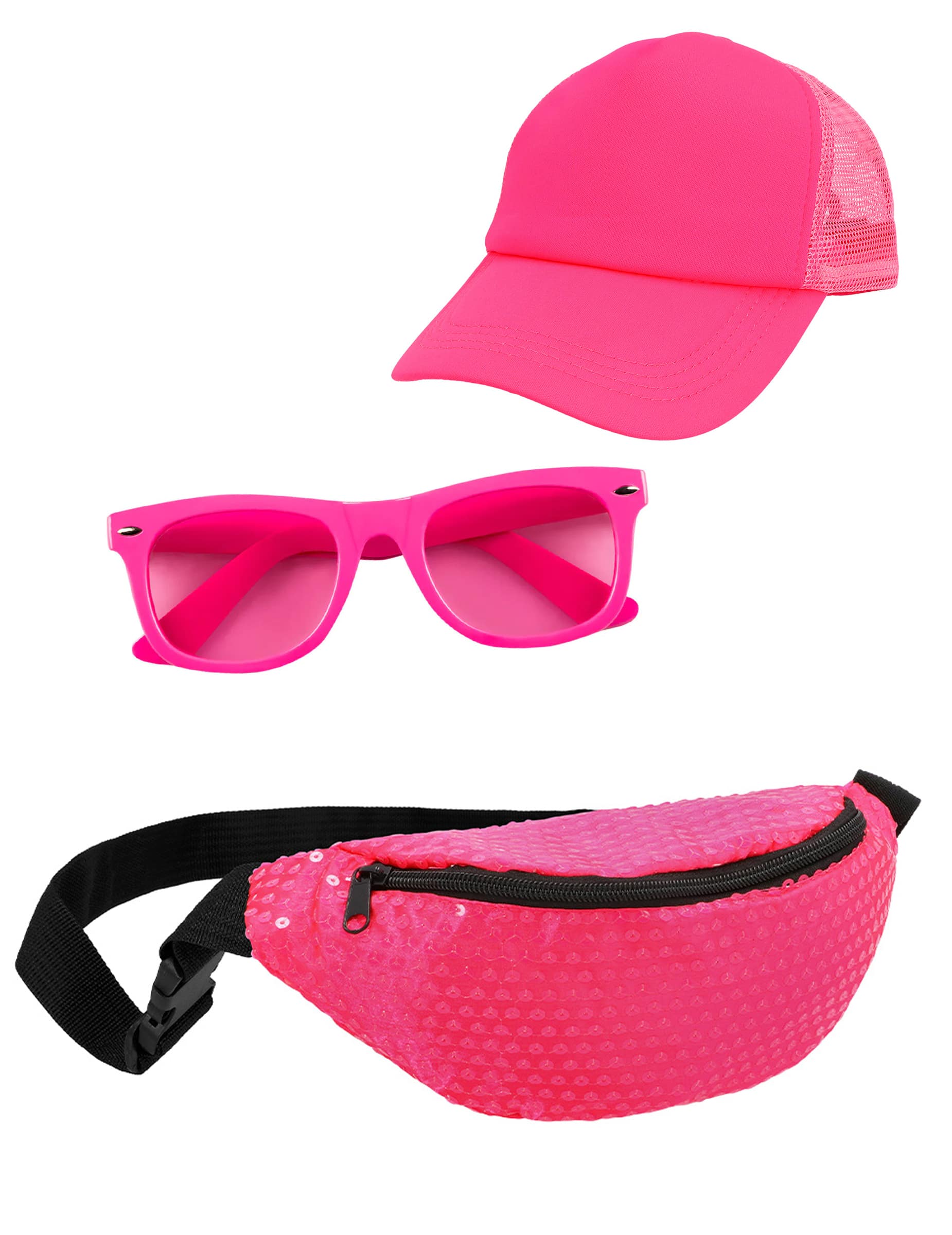 80er Jahre Accessoire Set neonpink