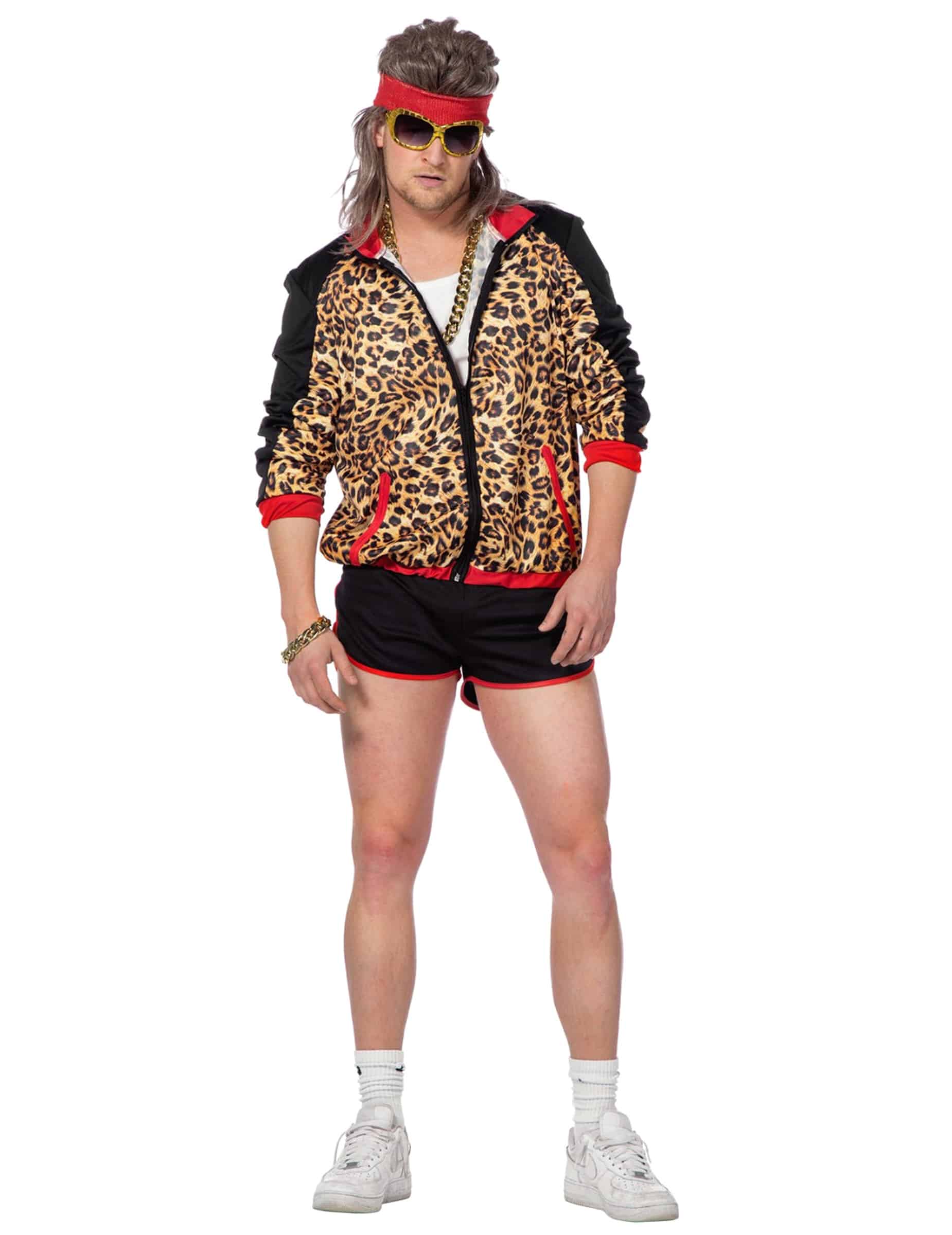 80er Jahre Leoparden Kostüm Herren Lustiges Retro Outfit für Party + Karneval