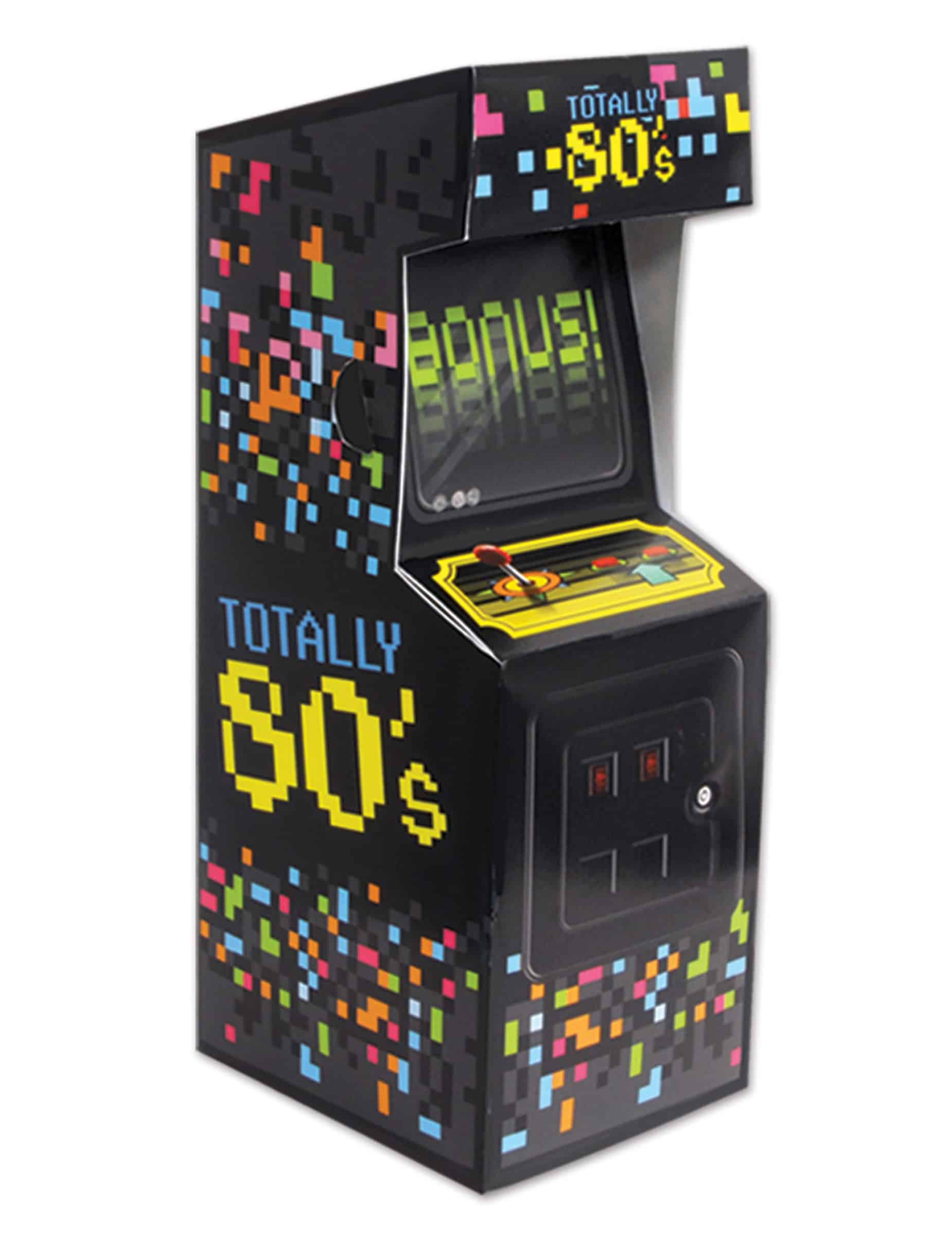 80er Jahre Mini Arcade Videospiel Tischdeko aus Pappe