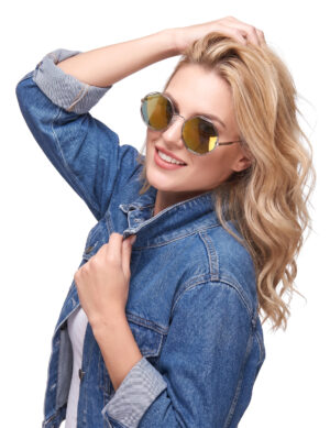 80er Jahre Retro Brille silber-grün