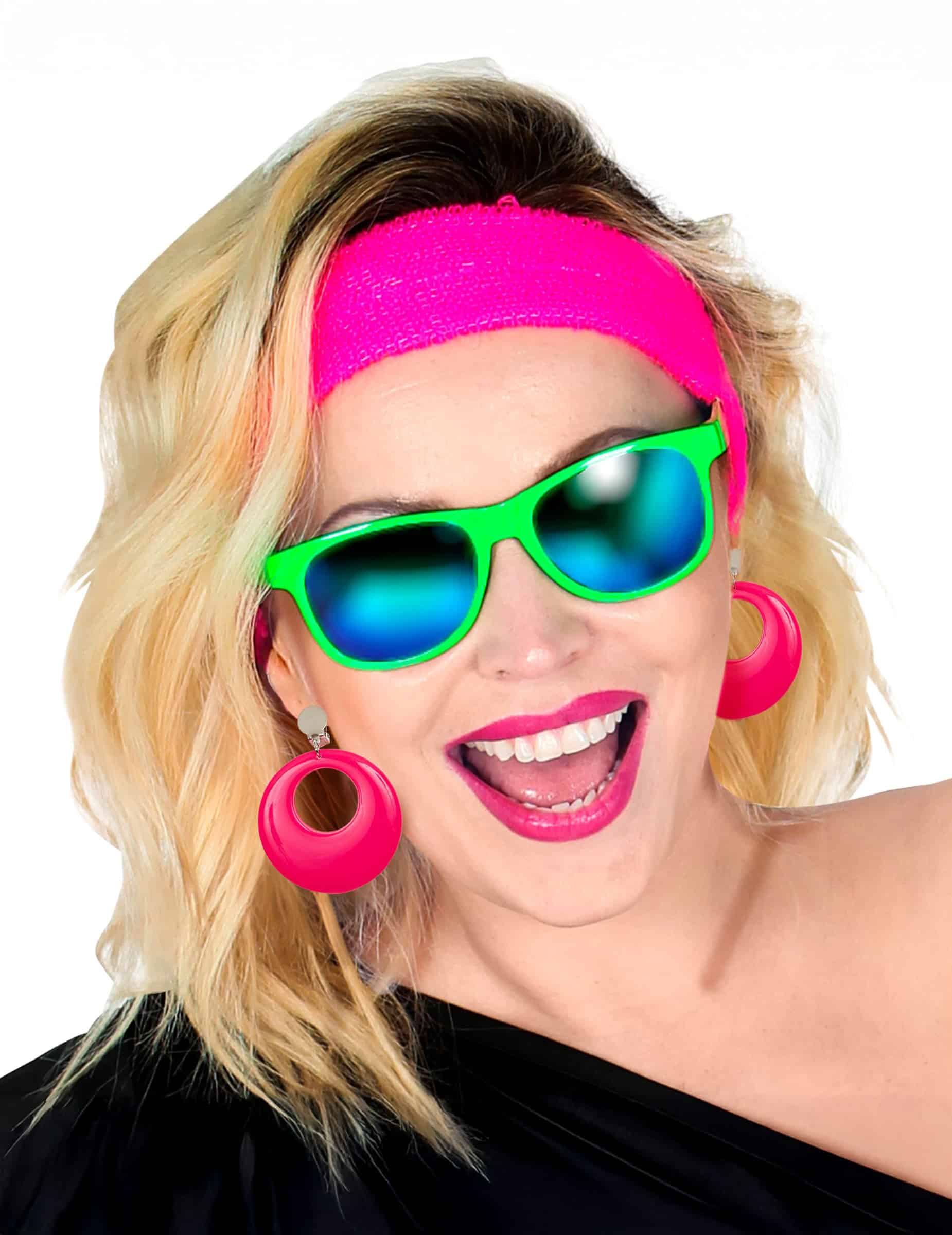 80er-Ohrringe neonpink