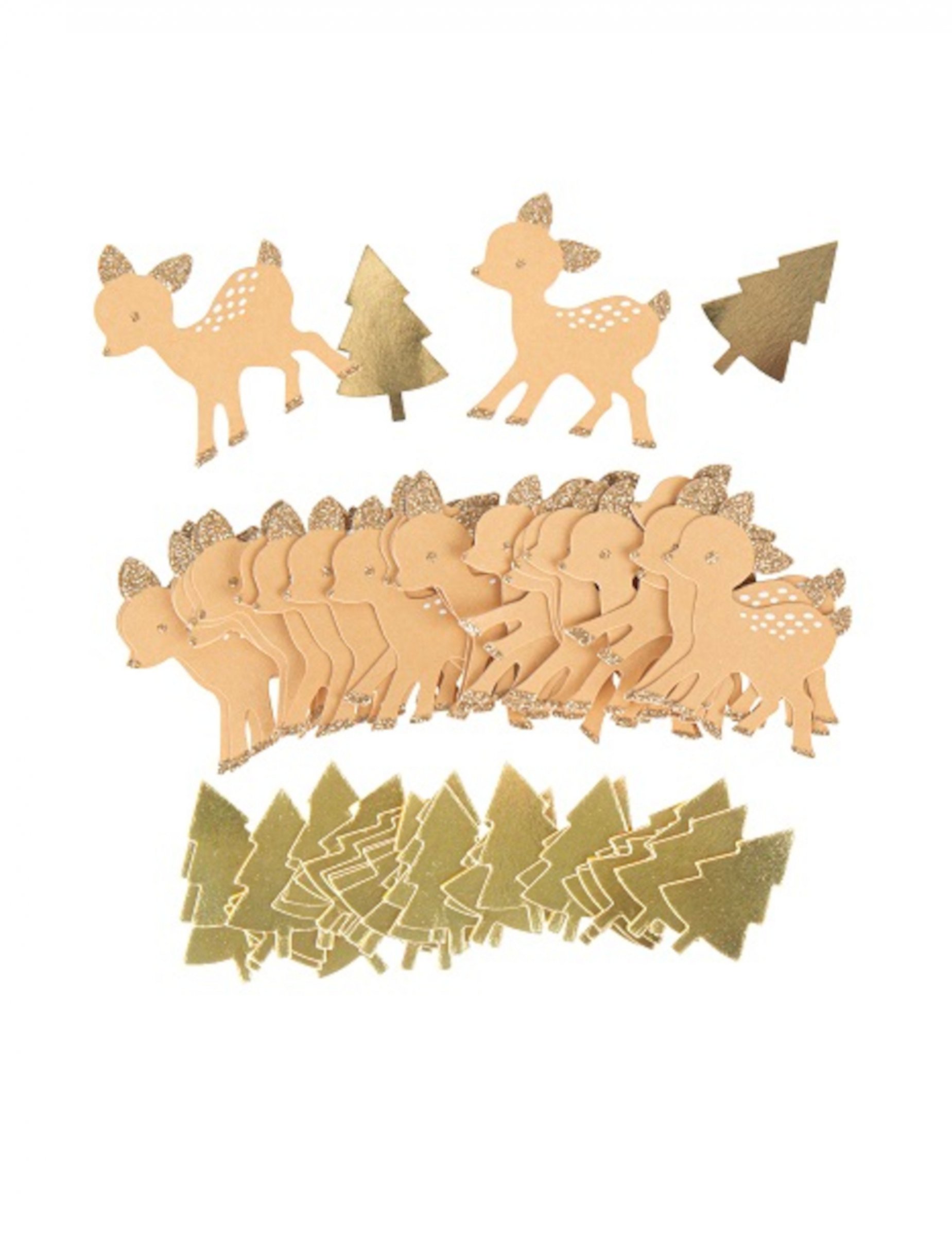 80er Pack Tisch-Konfetti Kleines Rehkitz und goldene Tannen