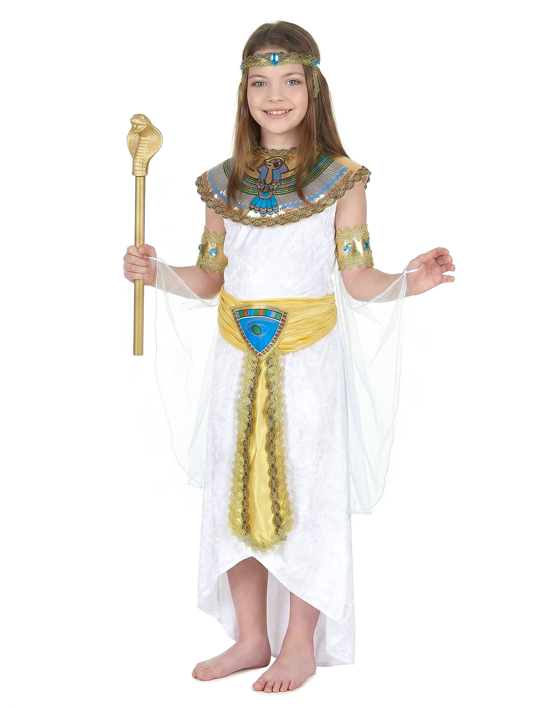 Ägypterin Kinderkostüm Pharaonin weiss-gold-bunt