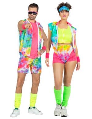 Aerobic Paarkostüm Batik für Erwachsene Bunt