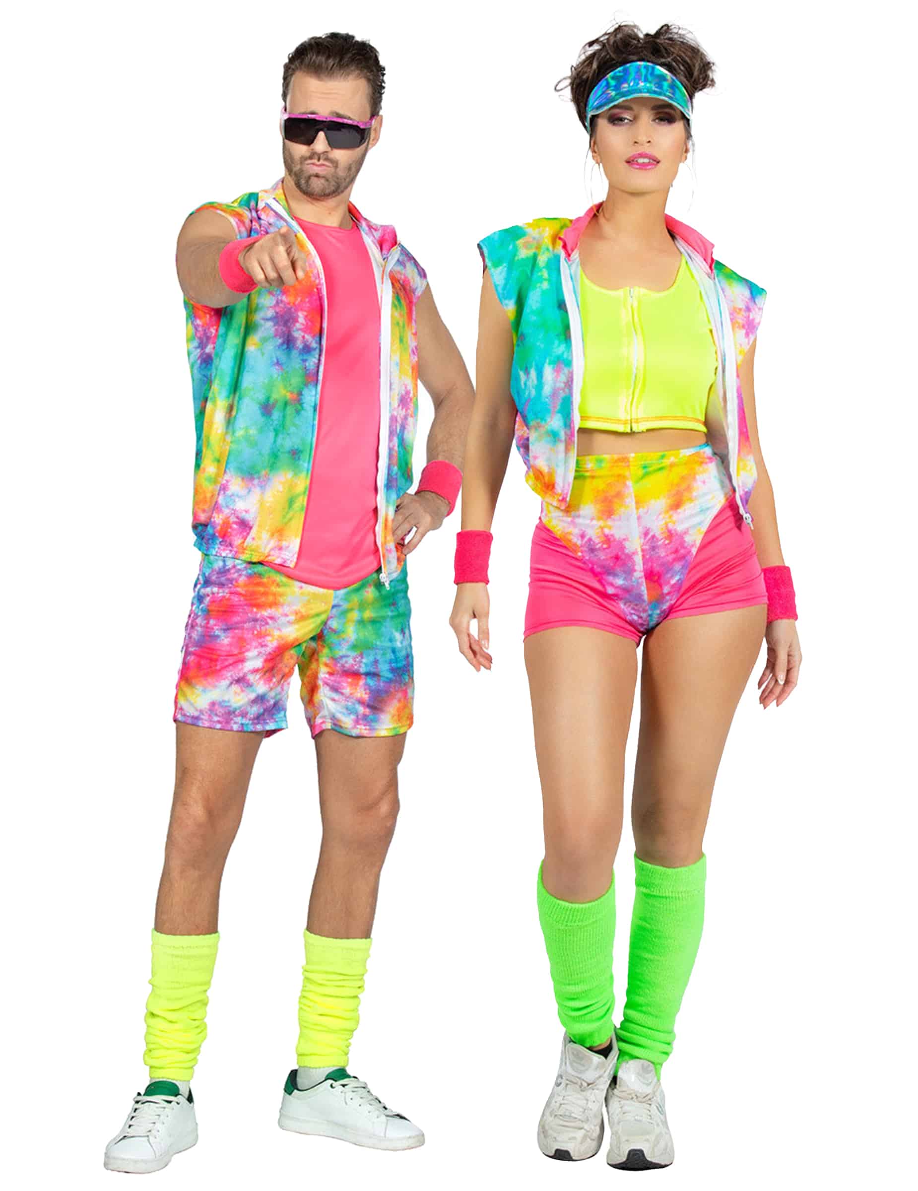 Aerobic Paarkostüm Batik für Erwachsene Bunt
