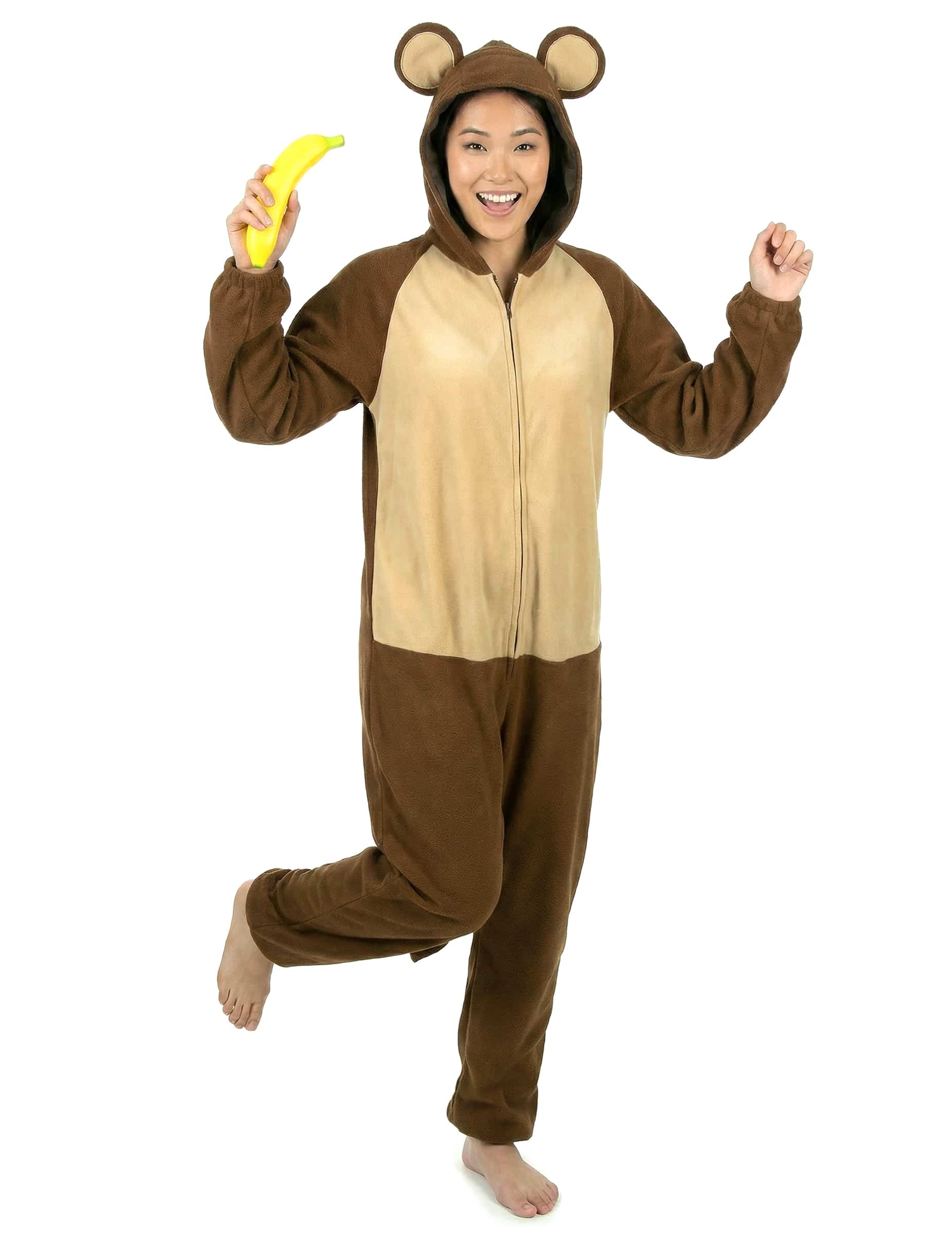 Affe Jumpsuit Damenkostüm Dschungel braun-beige