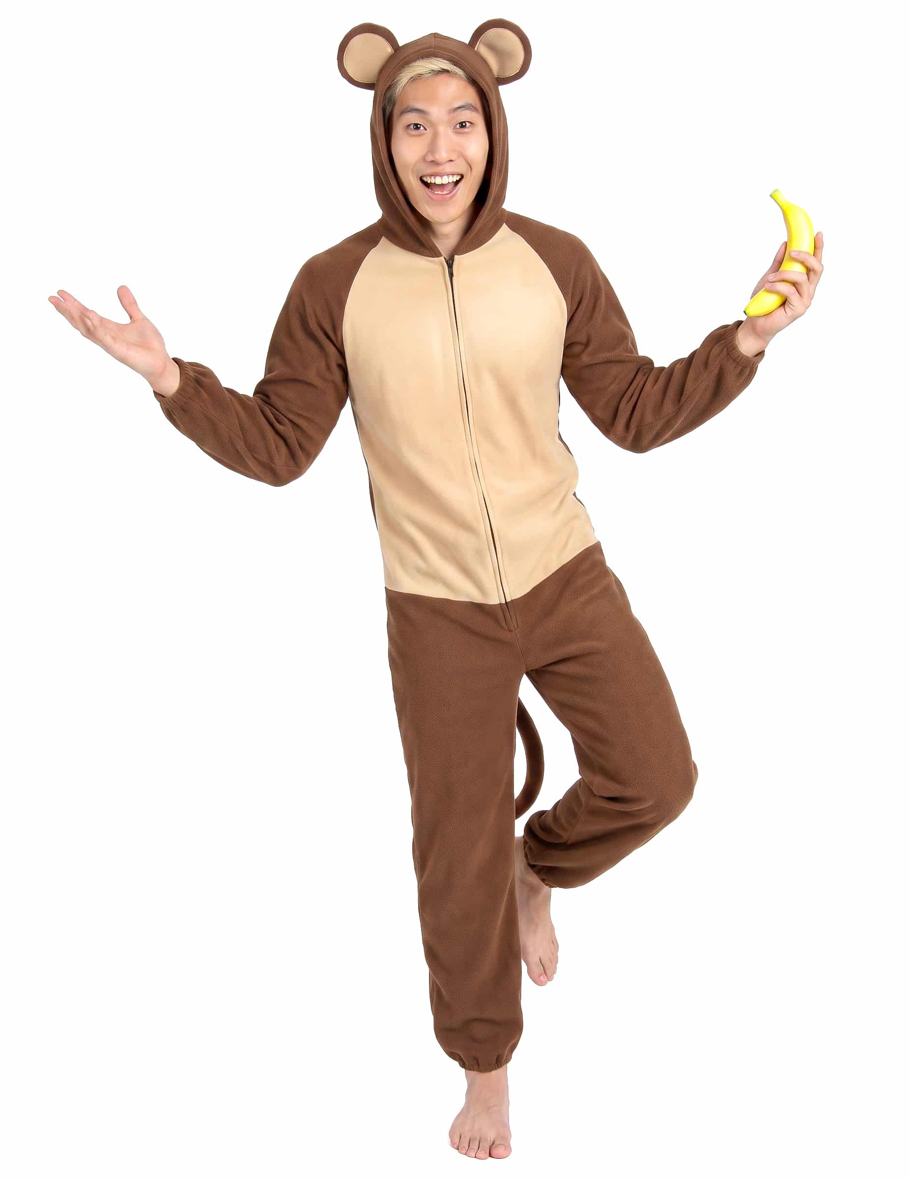 Affe Jumpsuit Herrenkostüm Dschungel braun-beige