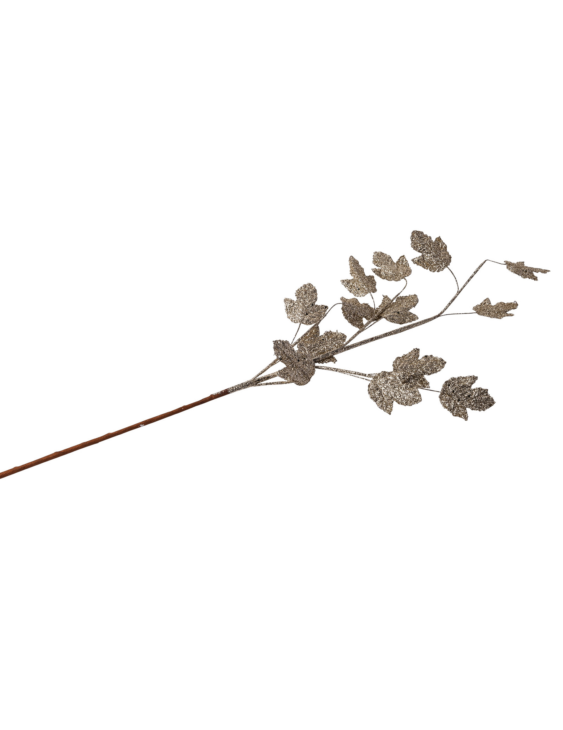 Ahornblattzweig mit champagnerfarbenem Glitzer 75 cm und Pailletten
