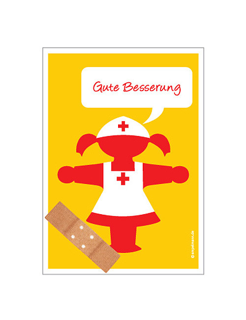 Ampelfrau Postmann Ostalgie Postkarte Gute Besserung 11x15cm