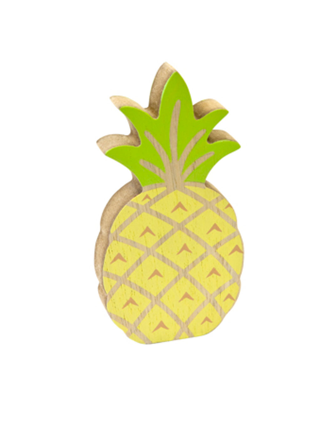 Ananas-Tischdeko aus Holz Sommerparty-Deko gelb-grün 12 cm