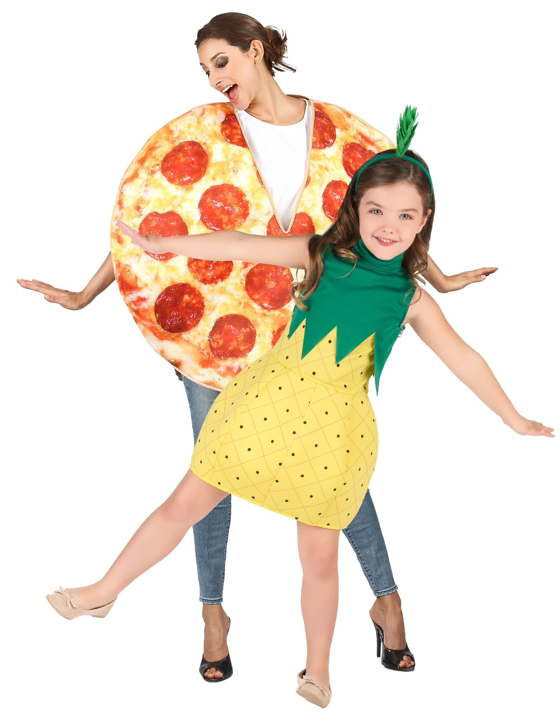 Ananas und Pizza Eltern-Kind Paarkostüm