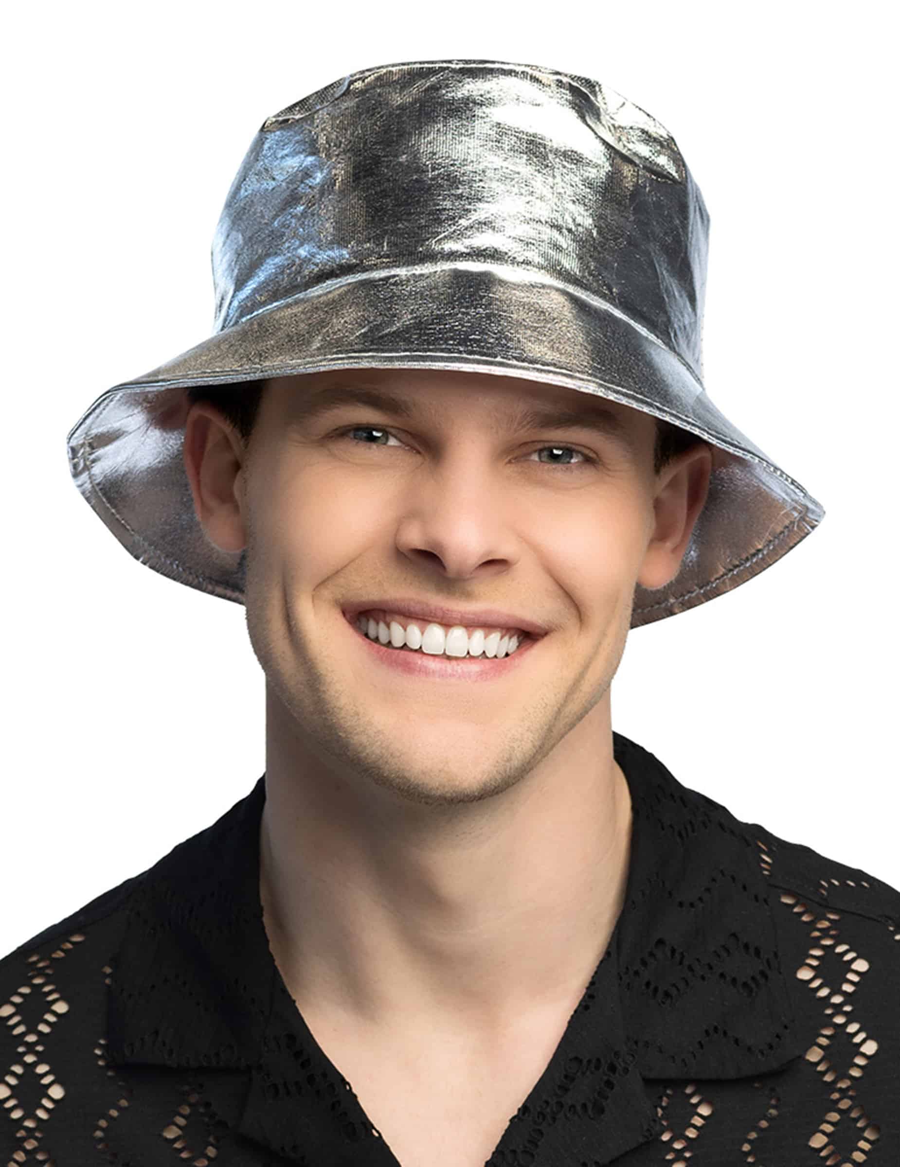 Anglerhut Metallic Silber für Erwachsene