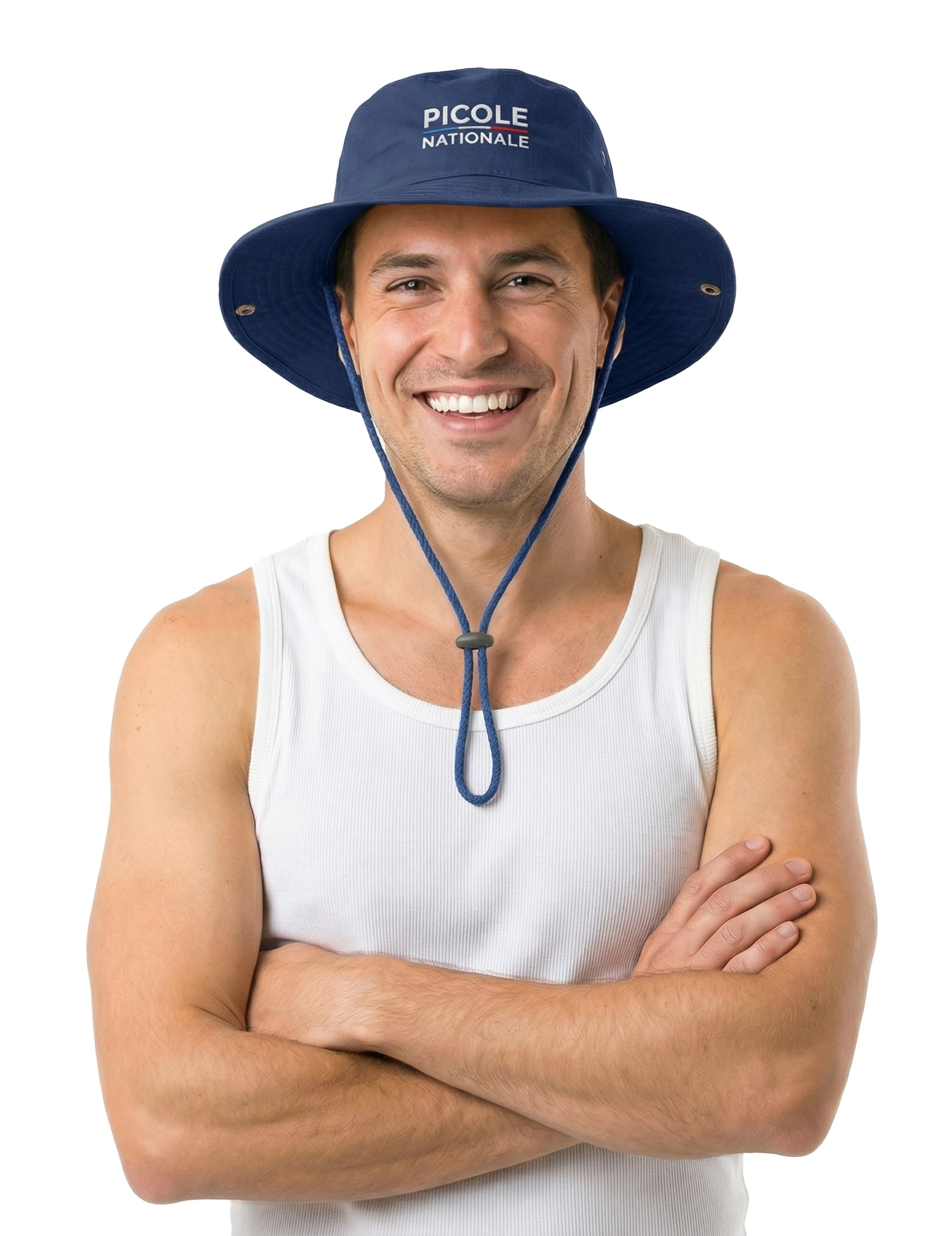 Anglerhut Saufen mit Kordel für Erwachsene blau