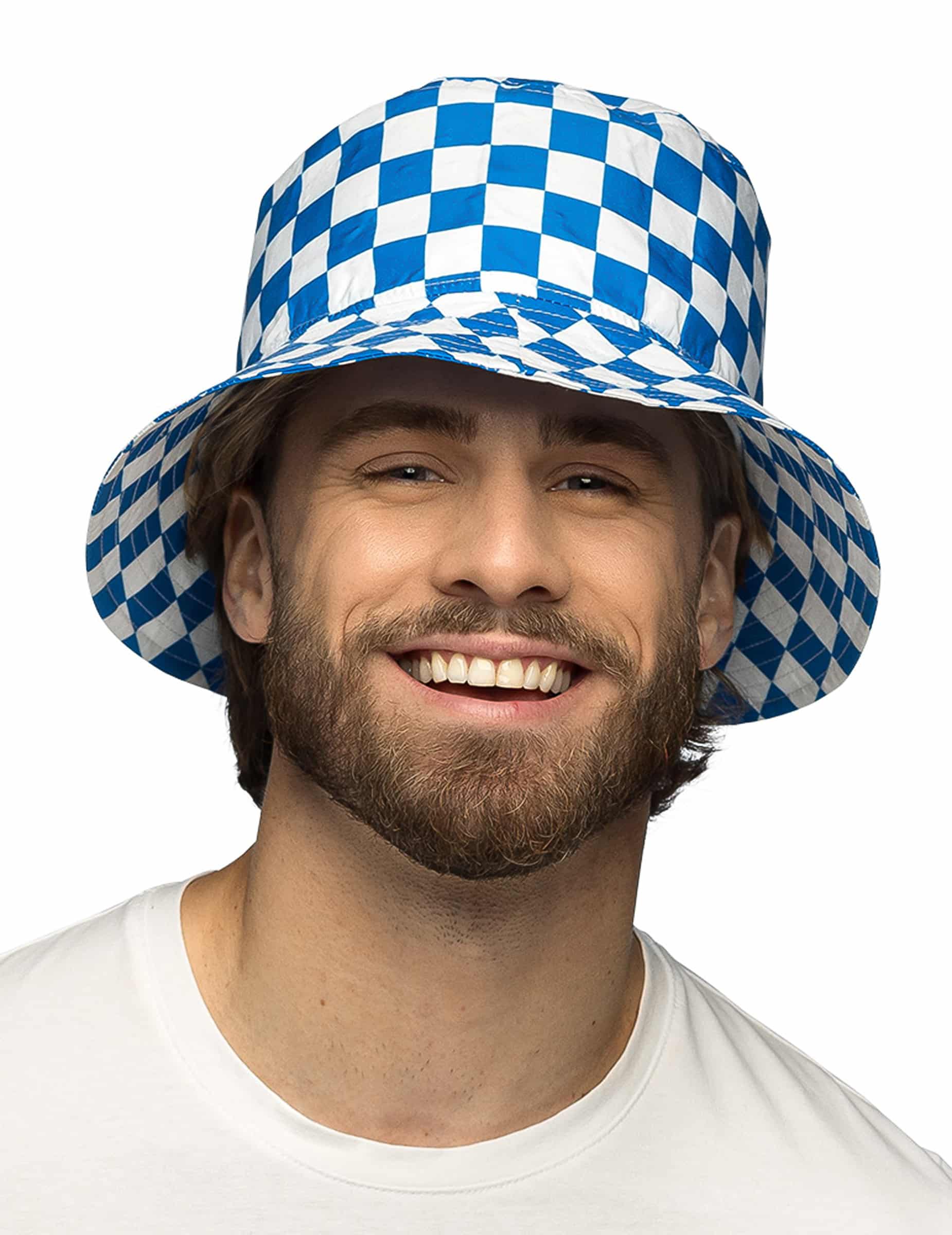 Anglerhut bayerischer Bob Erwachsene blau-weiß