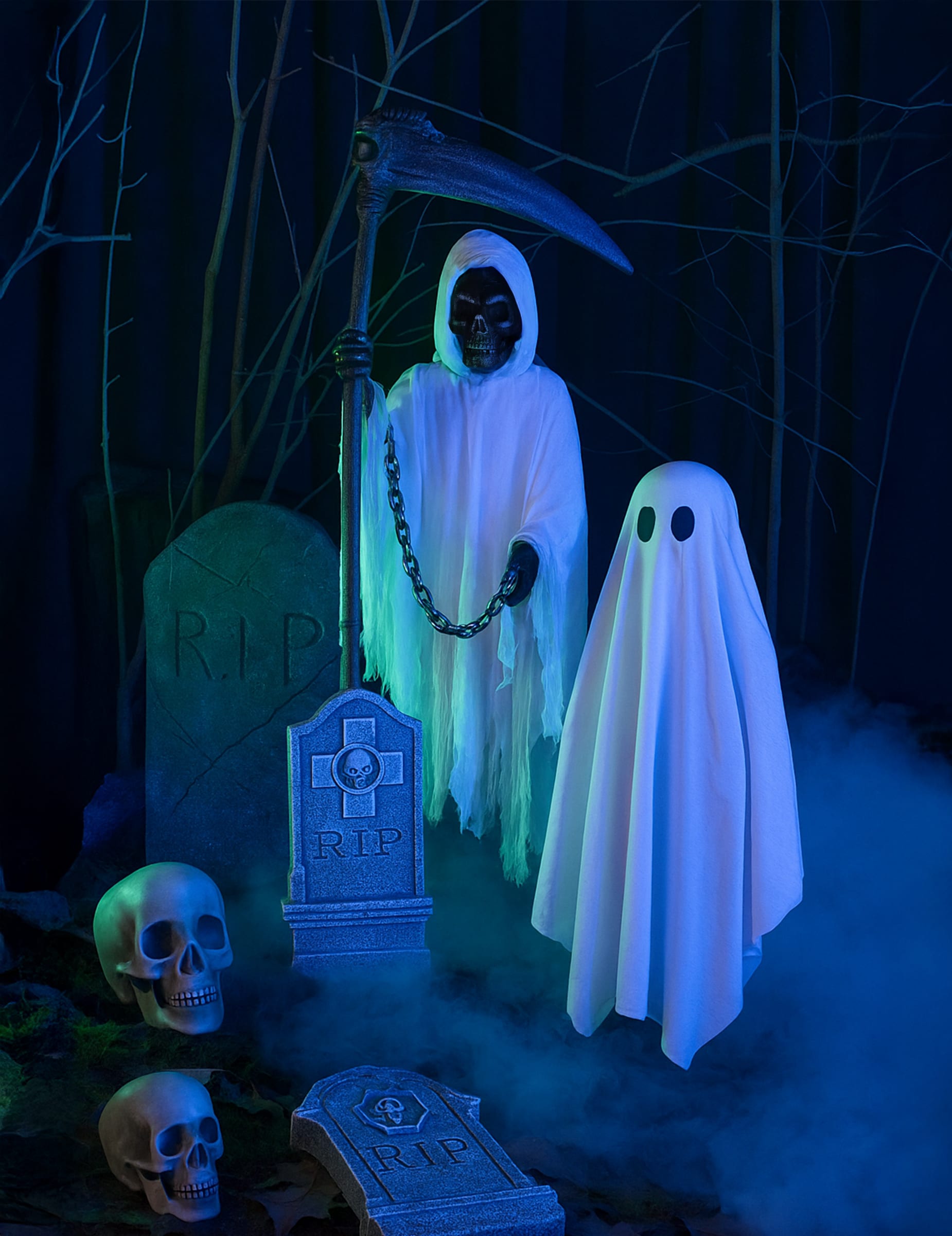 Animatronic Animierte Deko Sensenmann mit Licht und Sound 180 cm