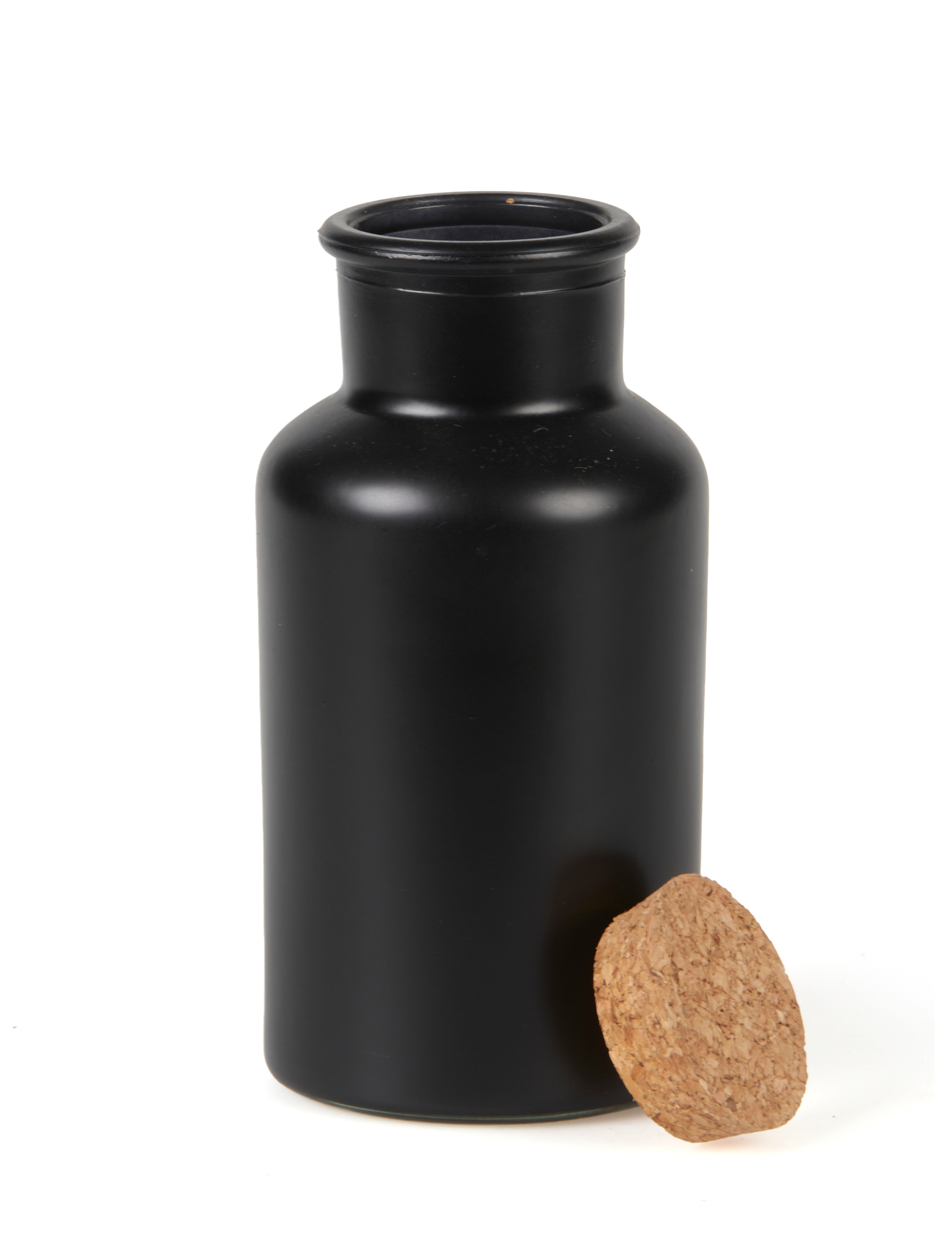 Apothekerflasche mit Korken 500 ml mattschwarz 17 cm