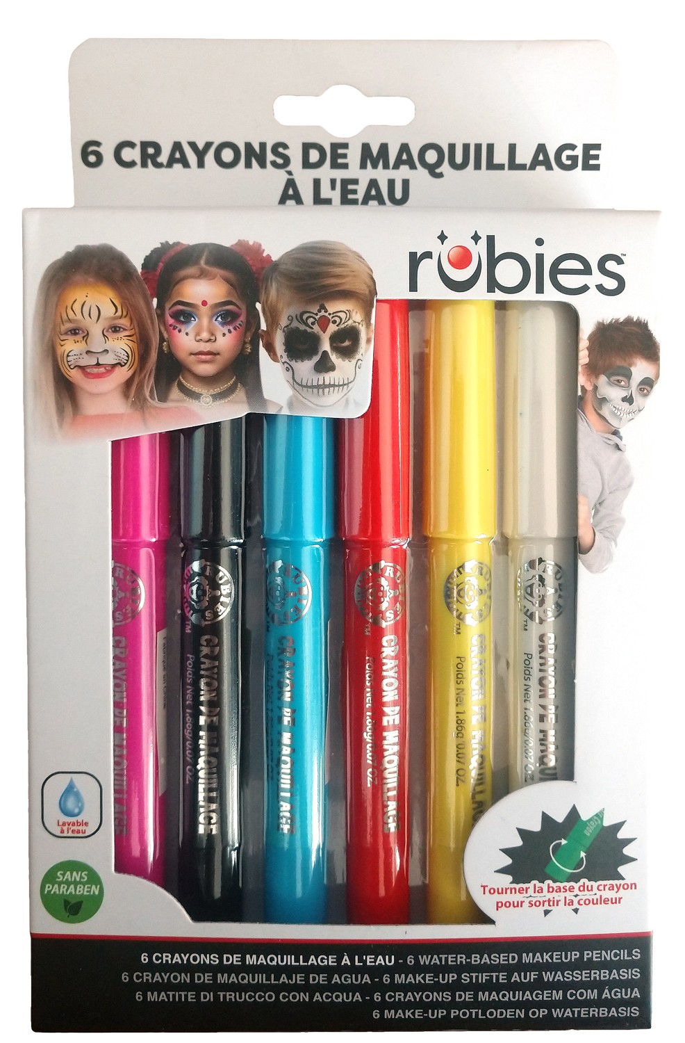 Aqua-Schminkstifte für Kinder Make-up 6 Punkt bunt