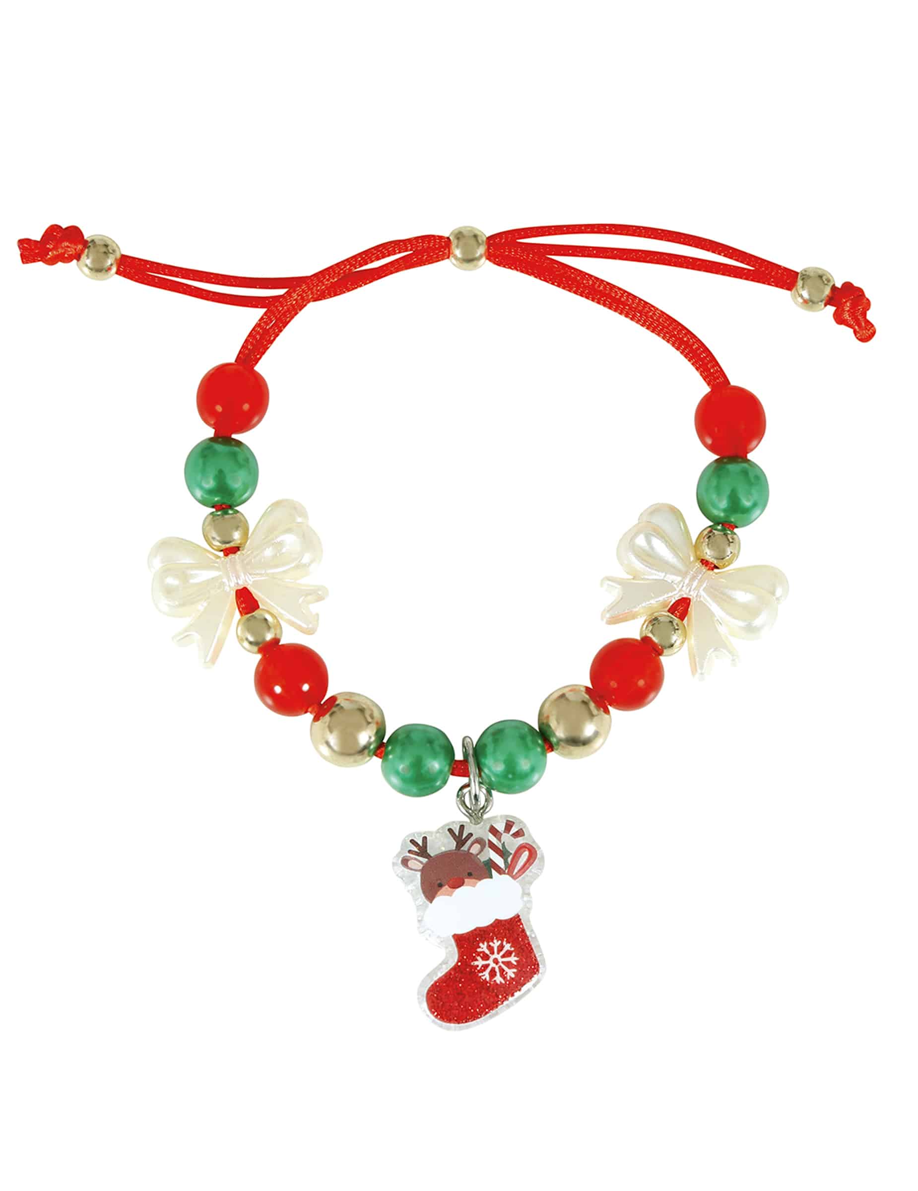 Armband mit Weihnachtsmotiven Weihnachtsstrumpf mit Perlen