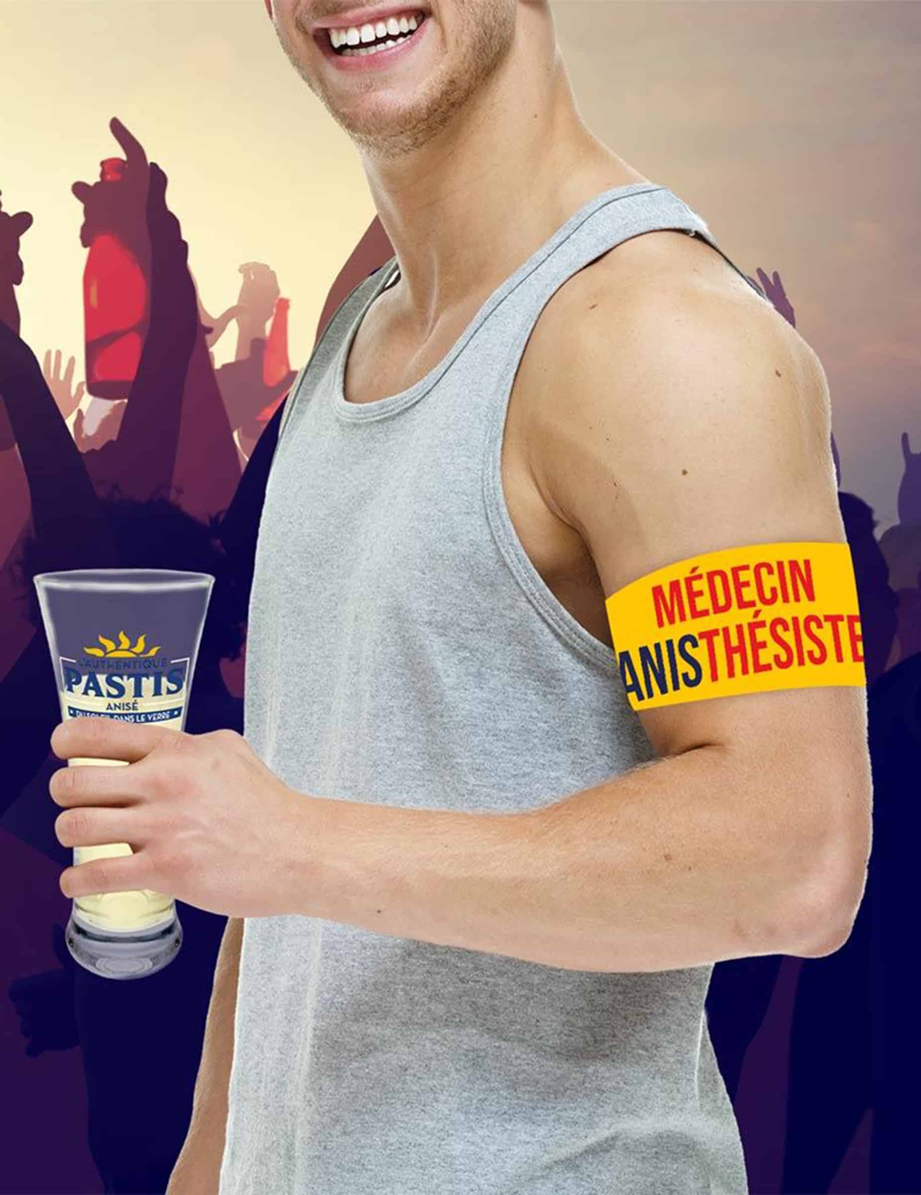 Armbinde Party Narkosearzt für Erwachsene gelb