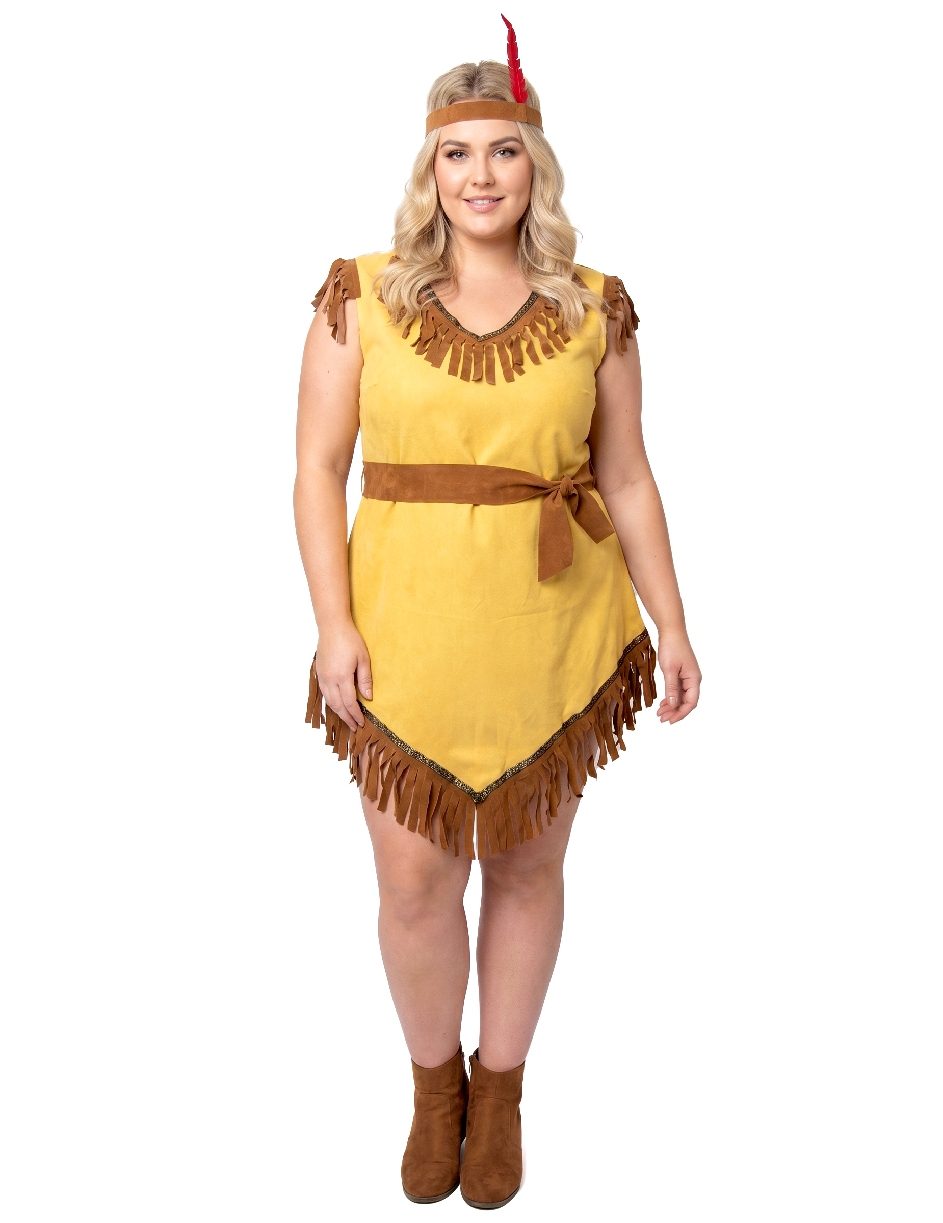 Asymmetrisches Plus Size Indianerinnenkostüm für Damen Quitte