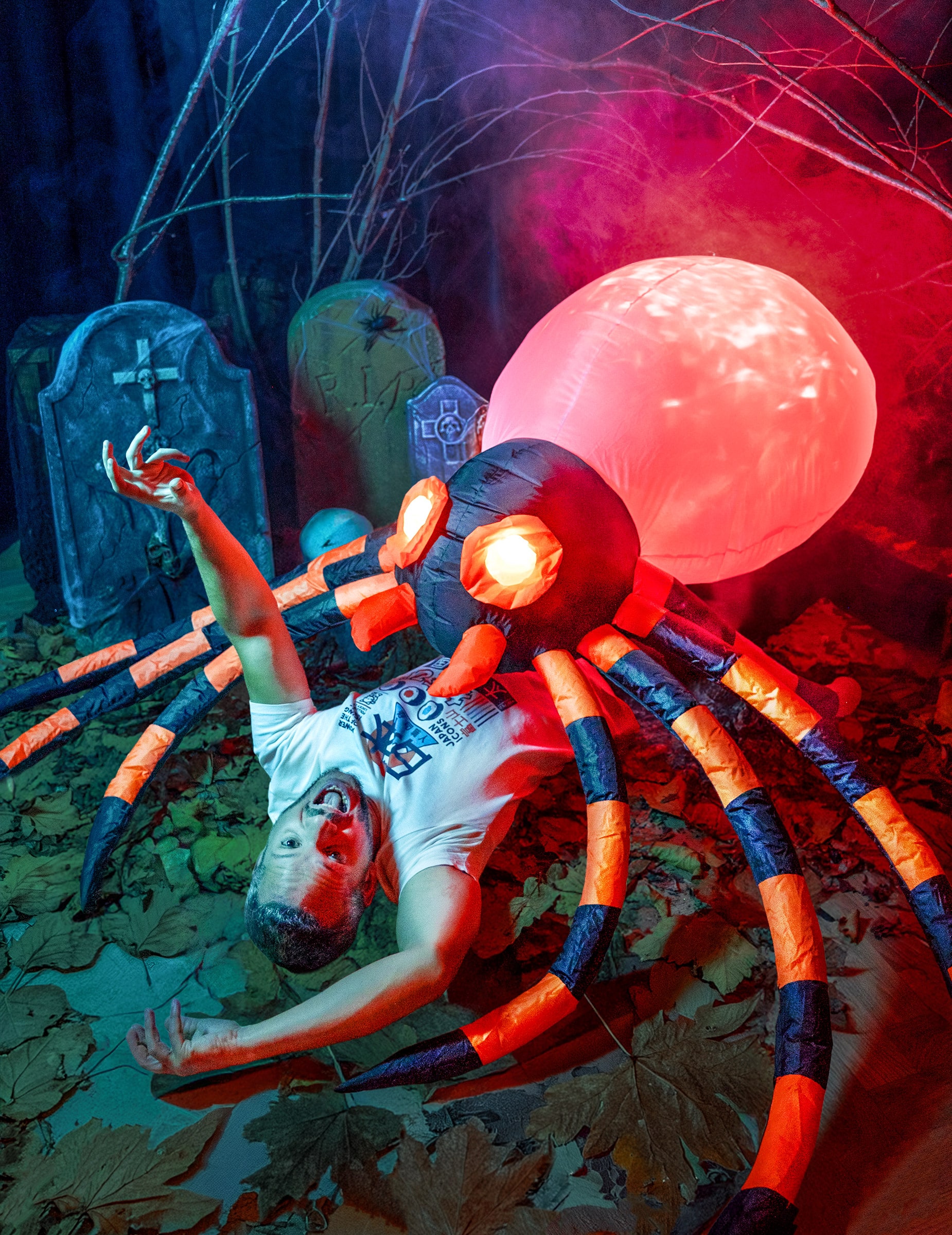 Aufblasbare Spinnendeko mit Licht 180 x 120 cm