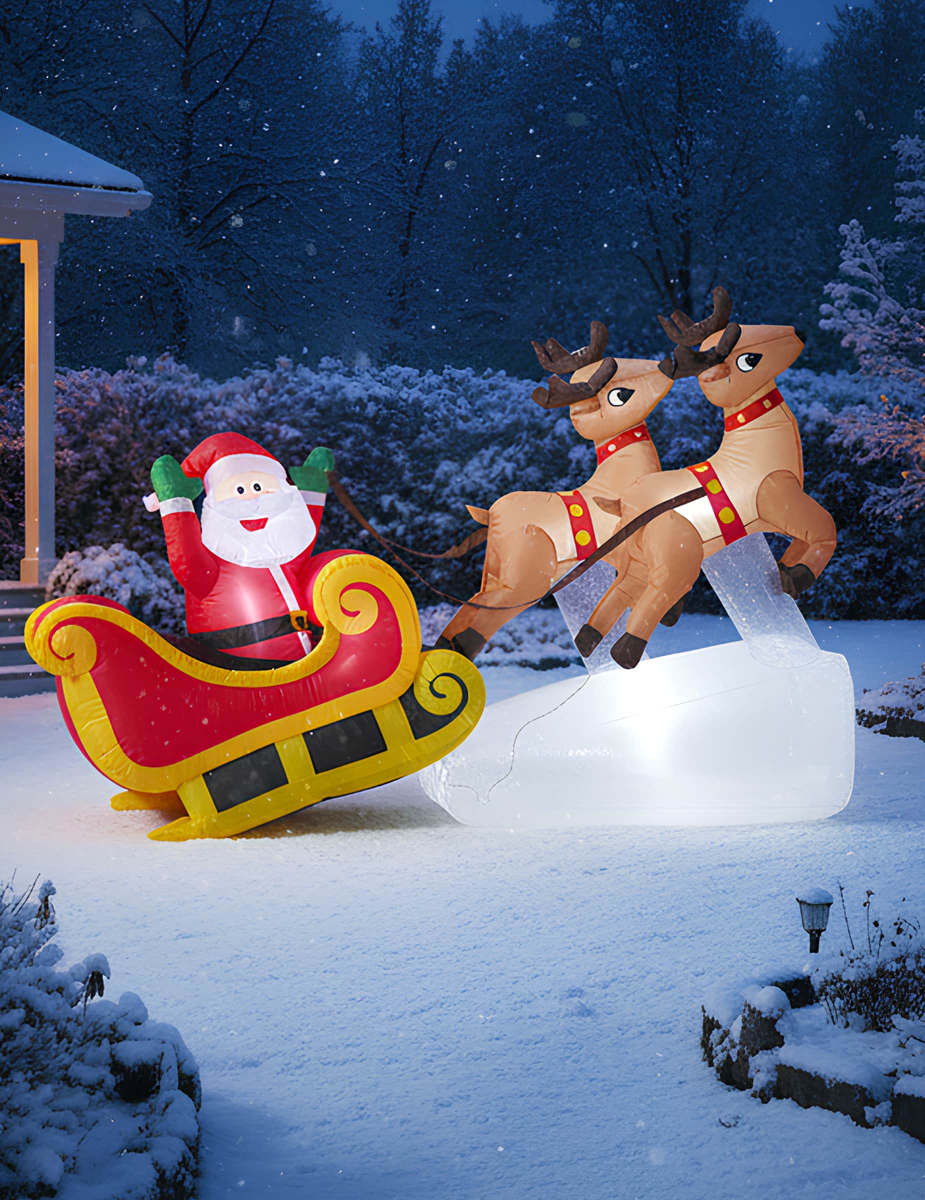 Aufblasbarer Schlitten Weihnachtsmann Deko 210 cm