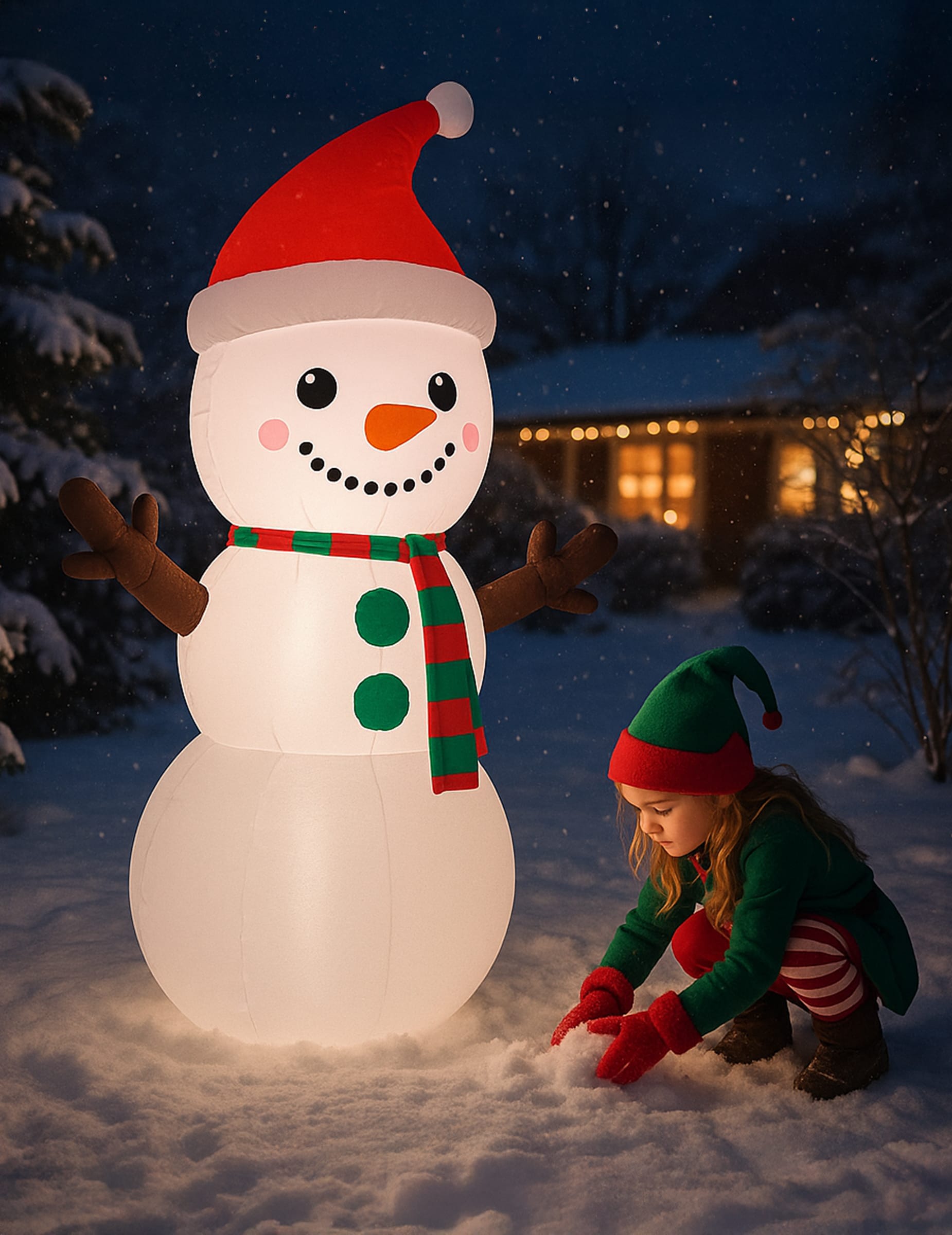 Aufblasbarer Schneemann Beleuchtet 120 cm