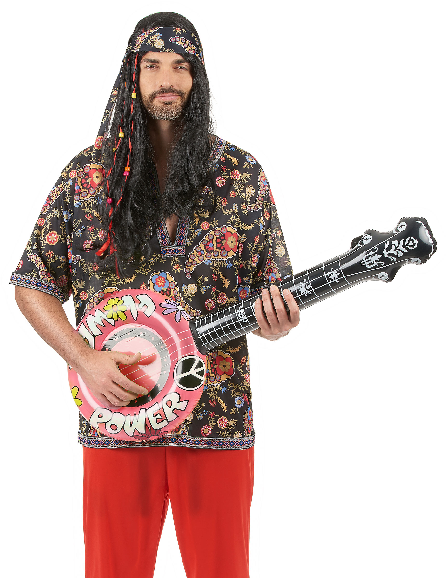 Aufblasbares Banjo Pink Hippie für Erwachsene Rosa