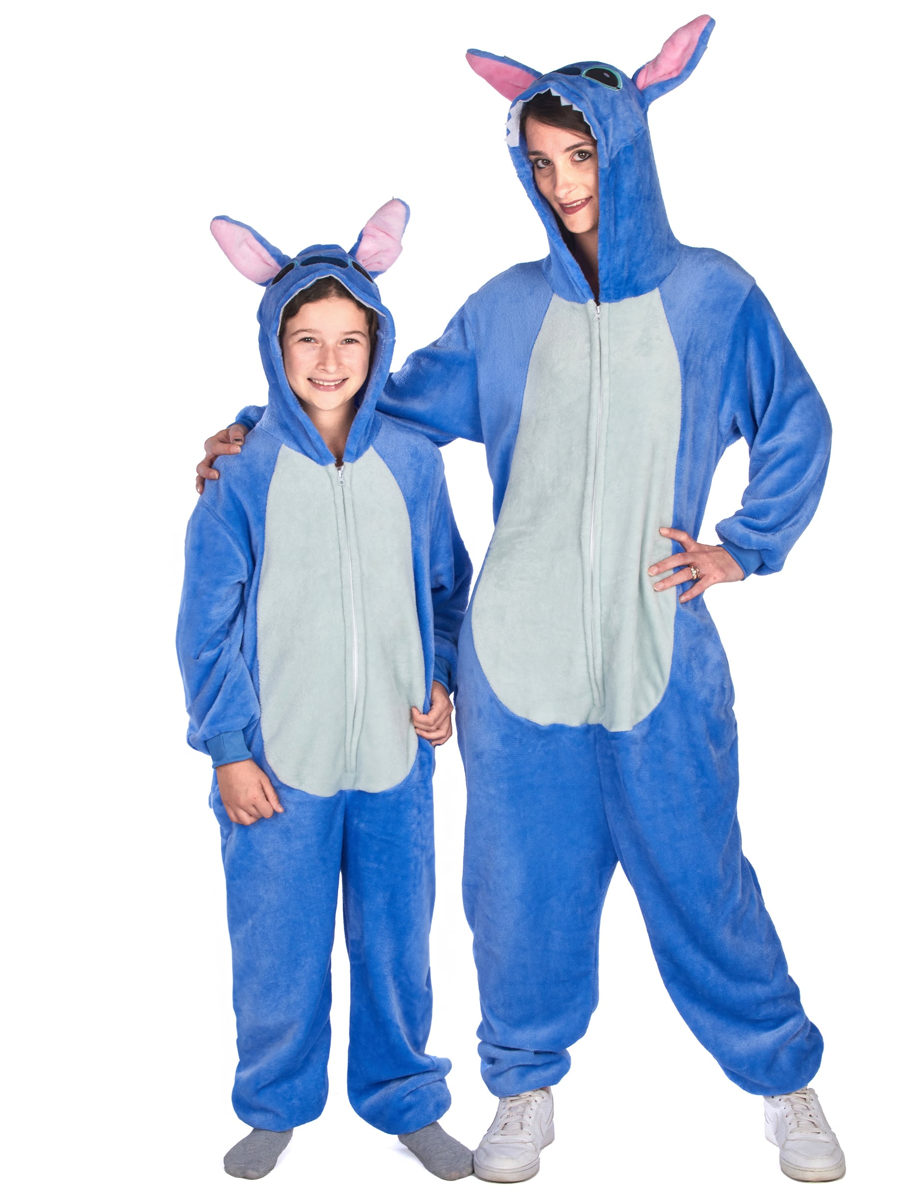 Ausserirdische Paarkostüm Erwachsener und Kind blau