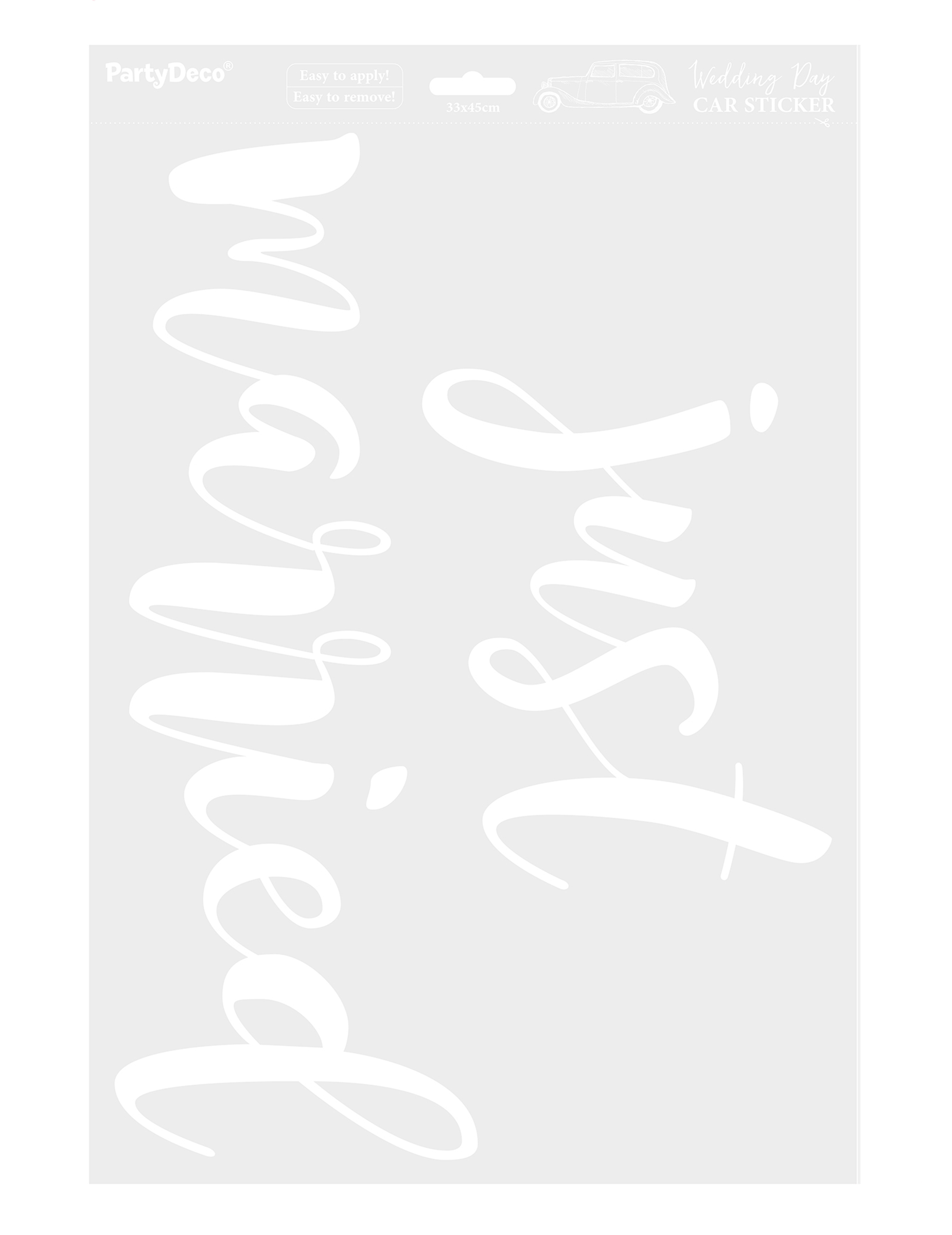 Autoaufkleber Just Married weiß 33 x 45 cm Hochzeitssticker