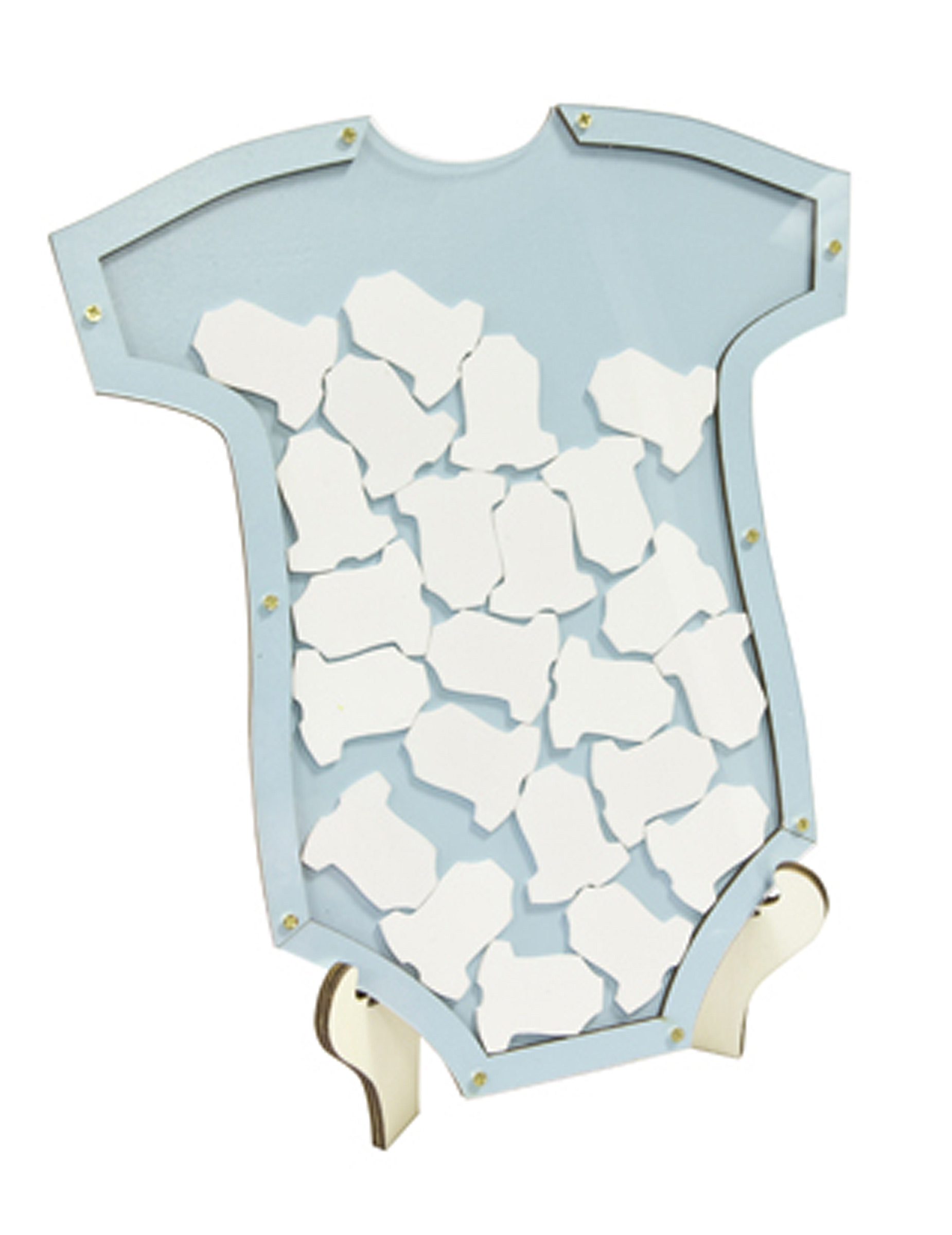 Baby-Body Gästebuch-Rahmen Blau Holz 24 Teile