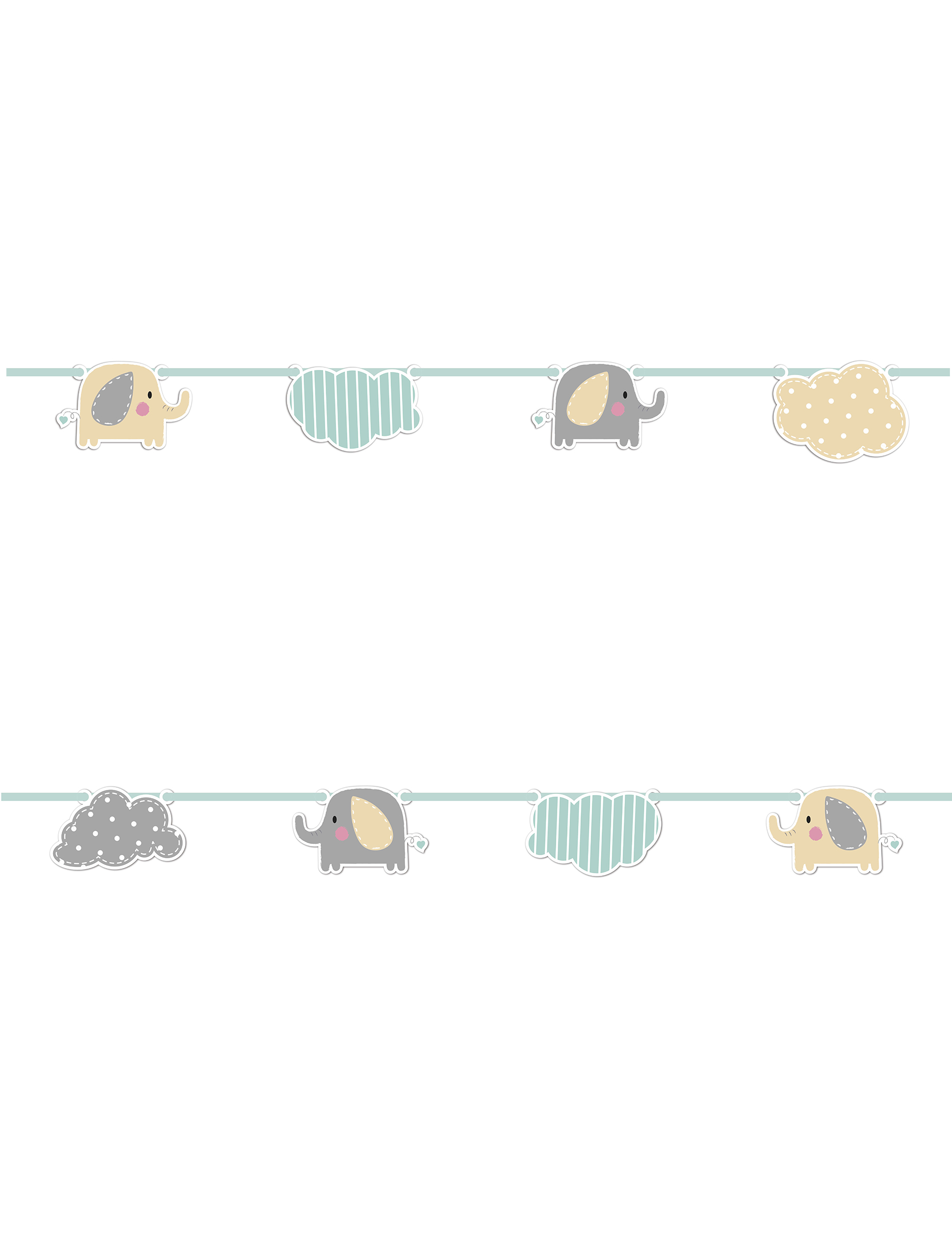 Baby Elefant Papp-Girlande mit Wolken 2 m