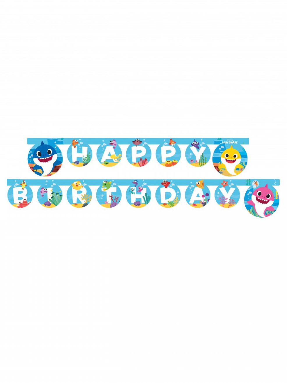Baby Shark Girlande Kindergeburtstag FSC bunt