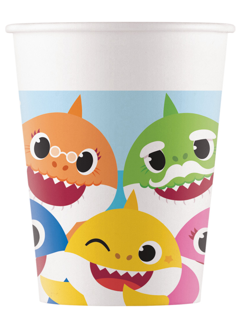 Baby Shark Pappbecher FSC 8 Stück bunt 200 ml