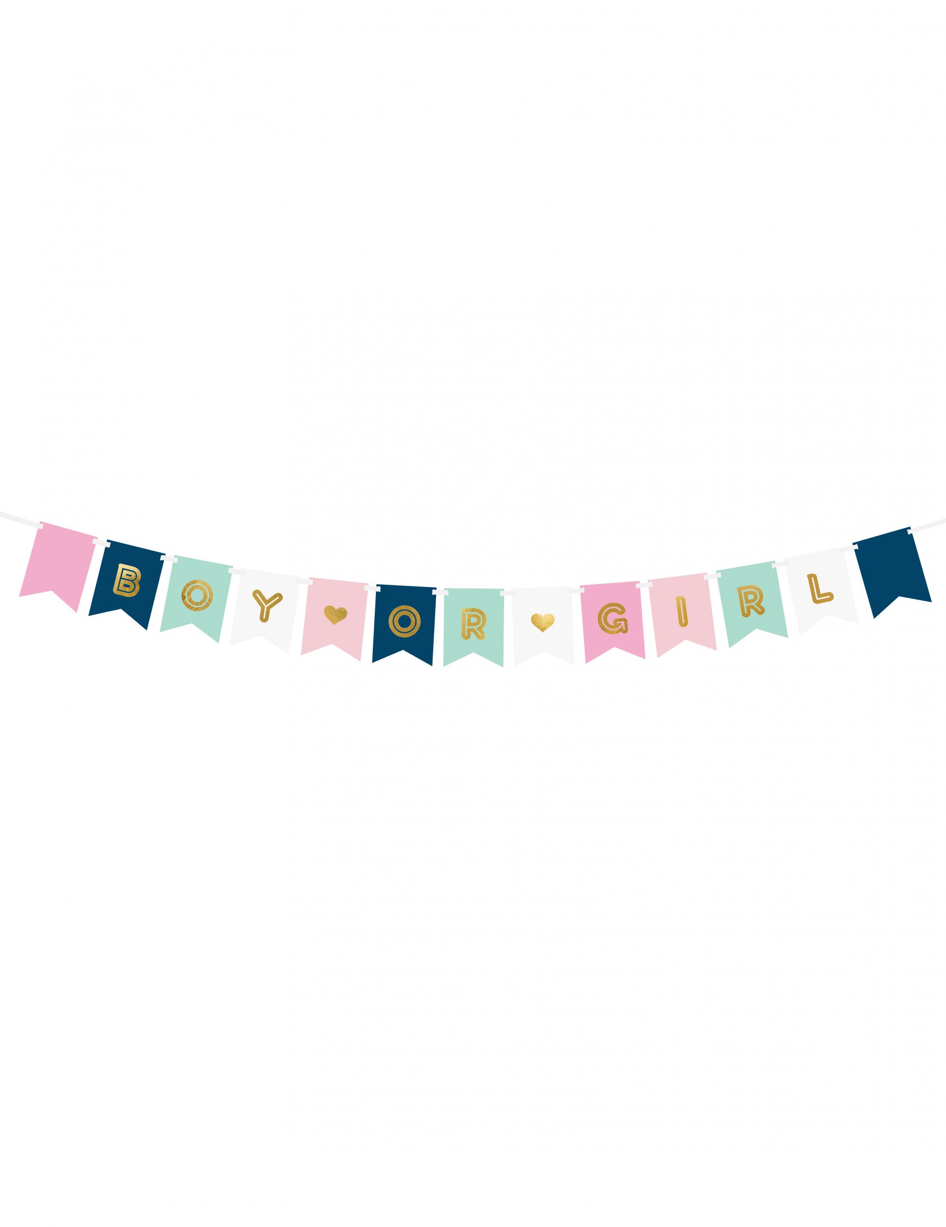 Baby Shower Girlande Boy or Girl Pappe rosa