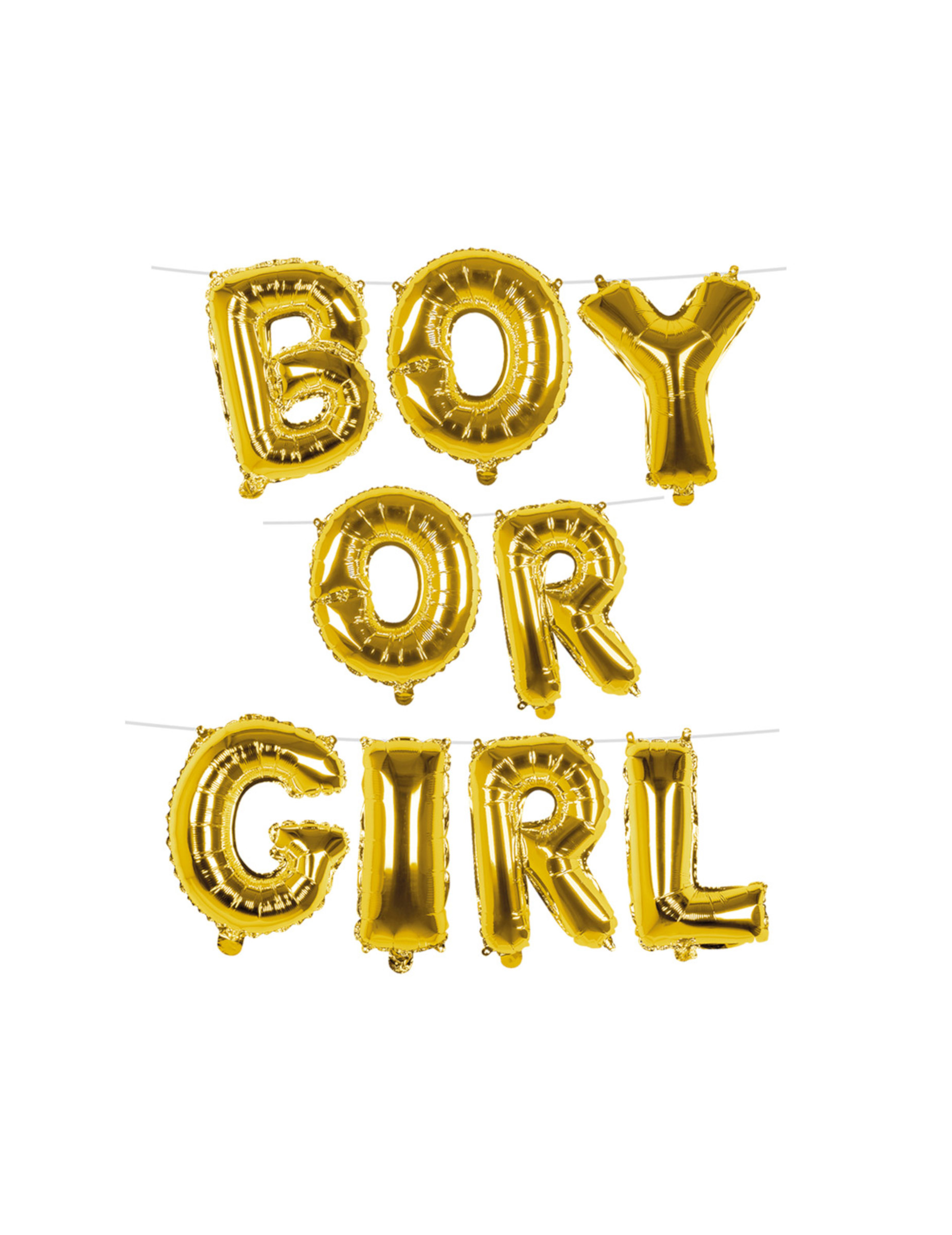 Ballon-Girlande Aluminium-Buchstaben Boy or Girl 4 m Gold