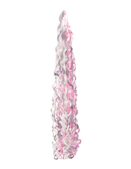 Ballon-Schweif rosa-weiß 86 cm gedreht