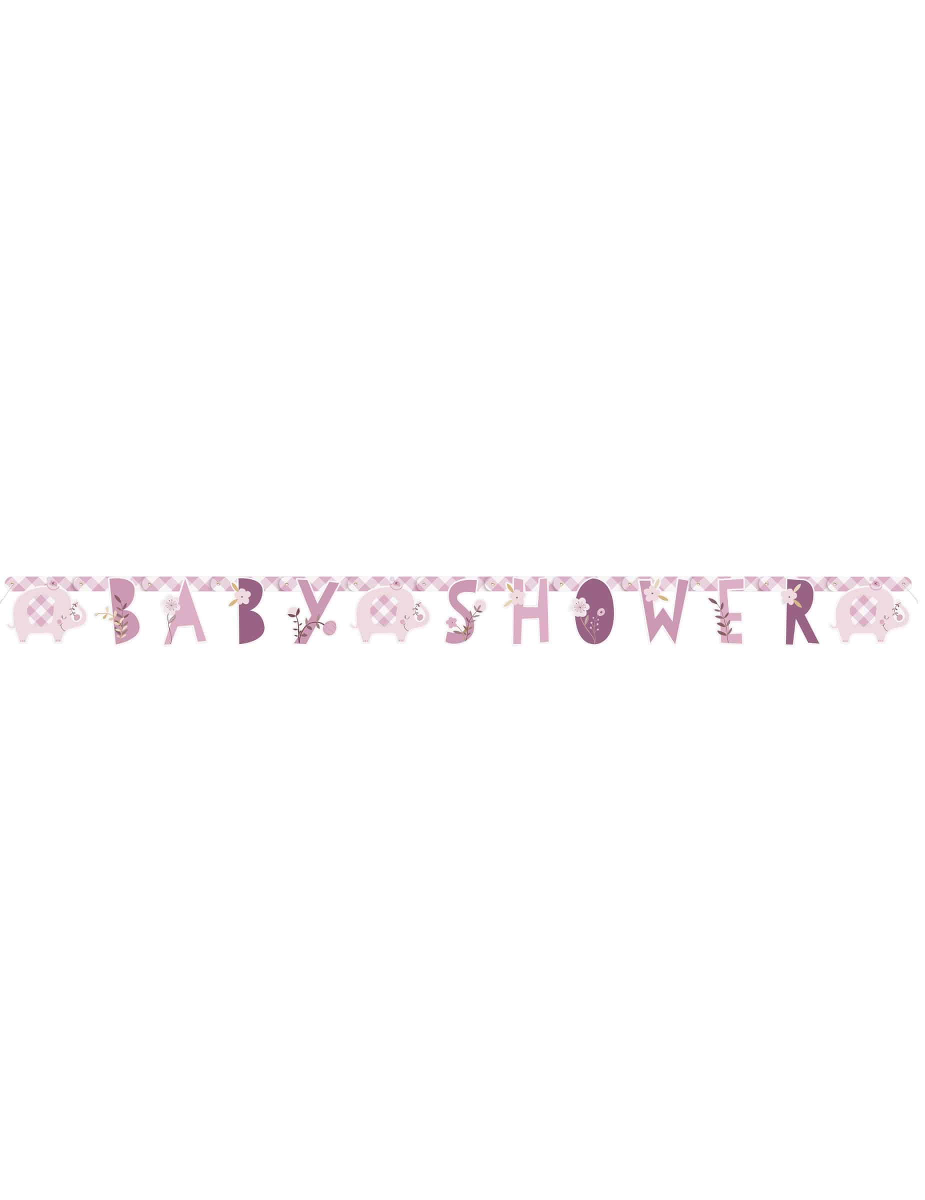Banner Baby Shower Elefant Rosa