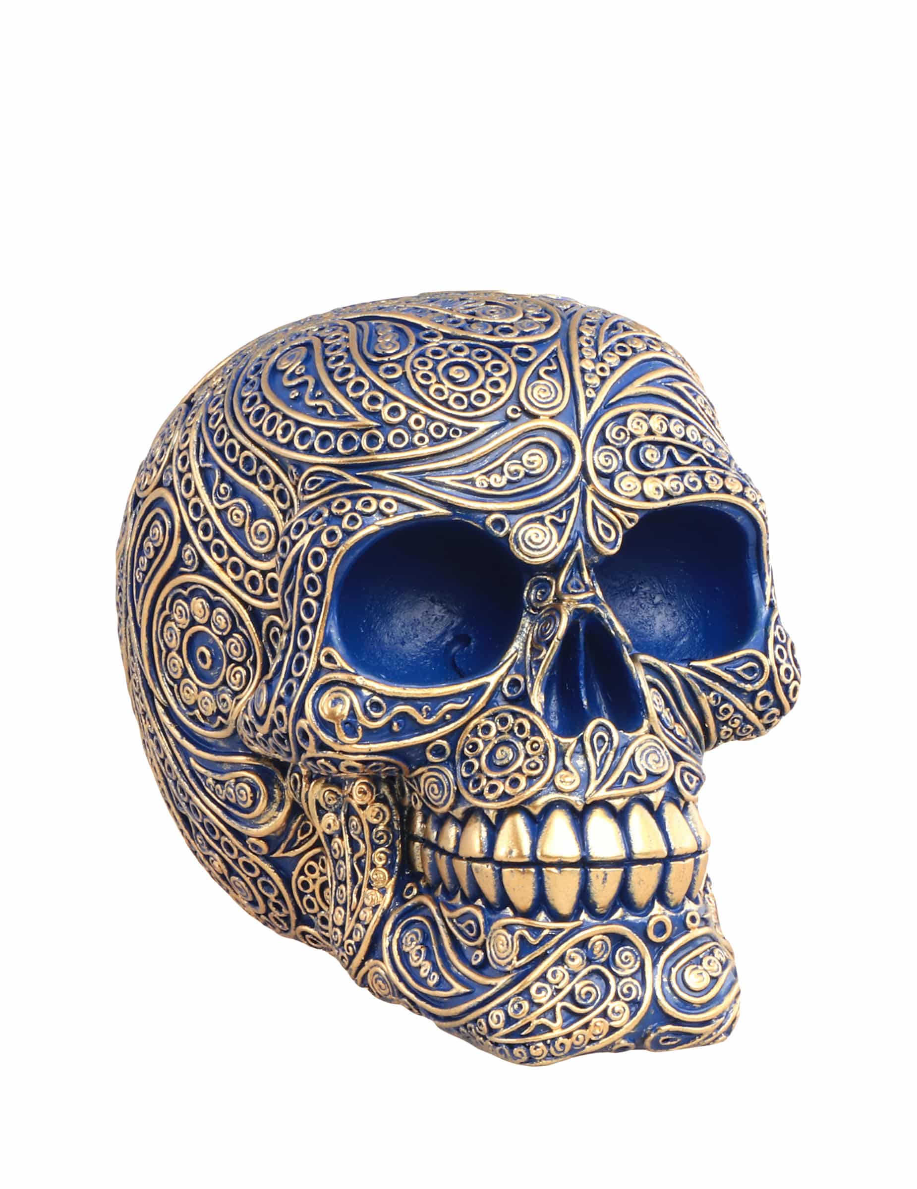 Barock Totenkopf blau aus Harz 11