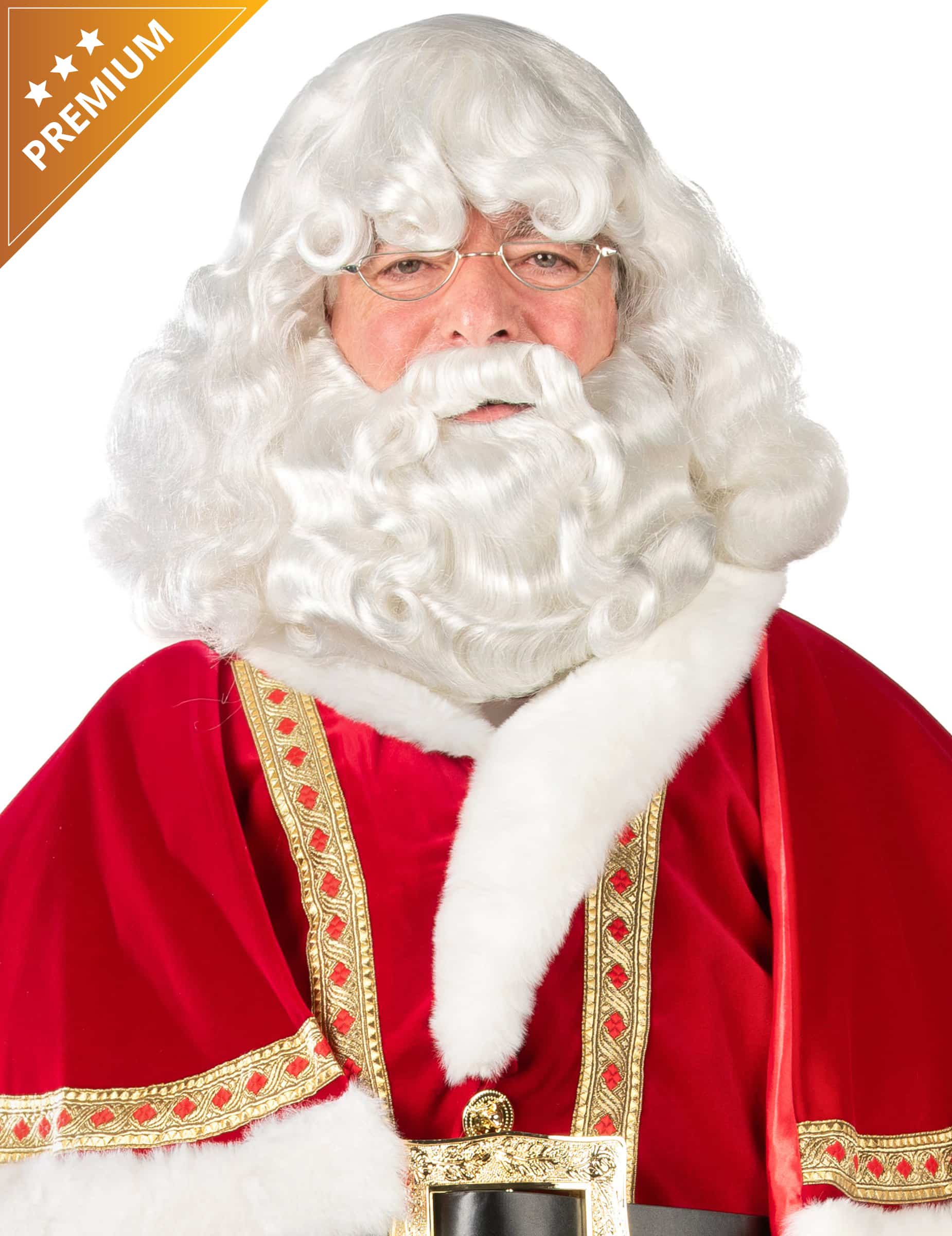 Bart und Perücke Set Weihnachtsmann Lappland Luxus Premium Zubehör