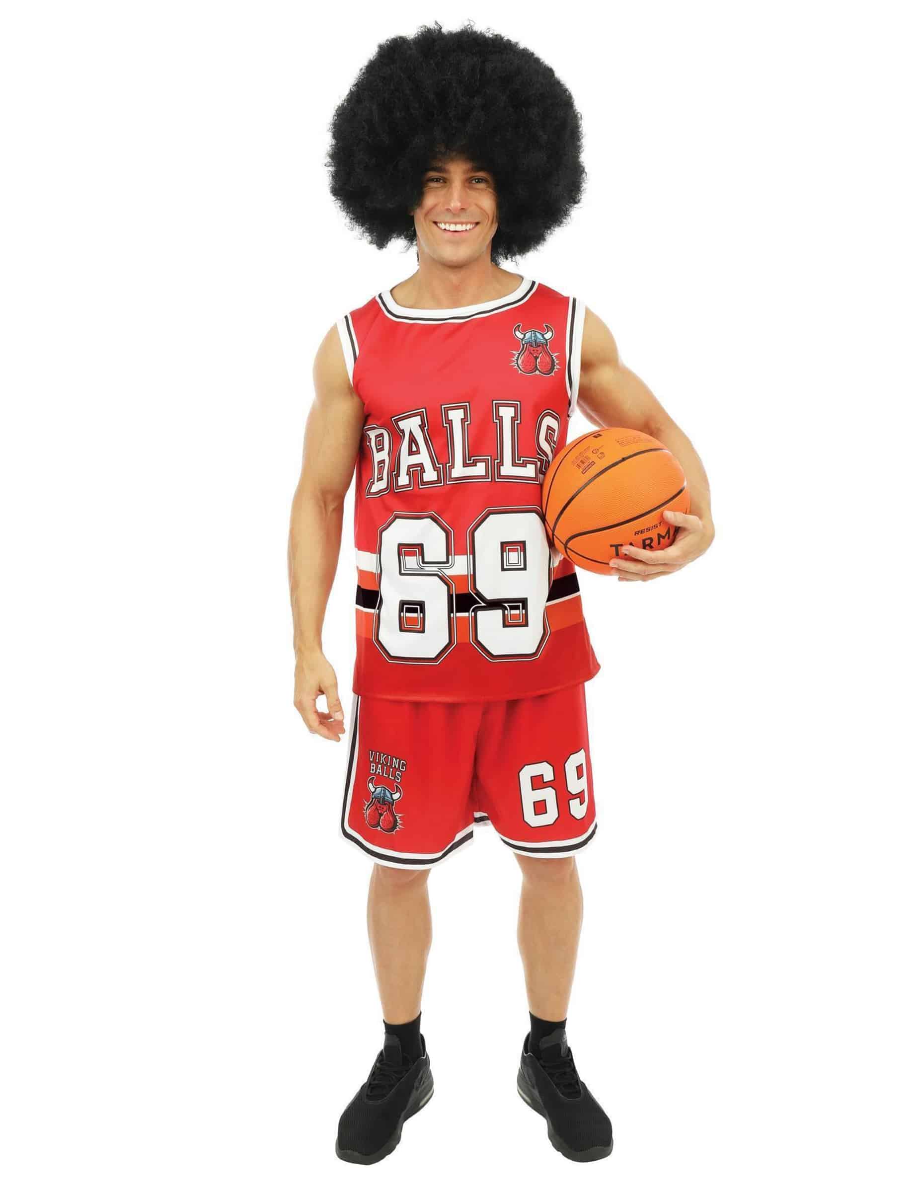 Basketballspieler Kostüm rot-weiß-schwarz