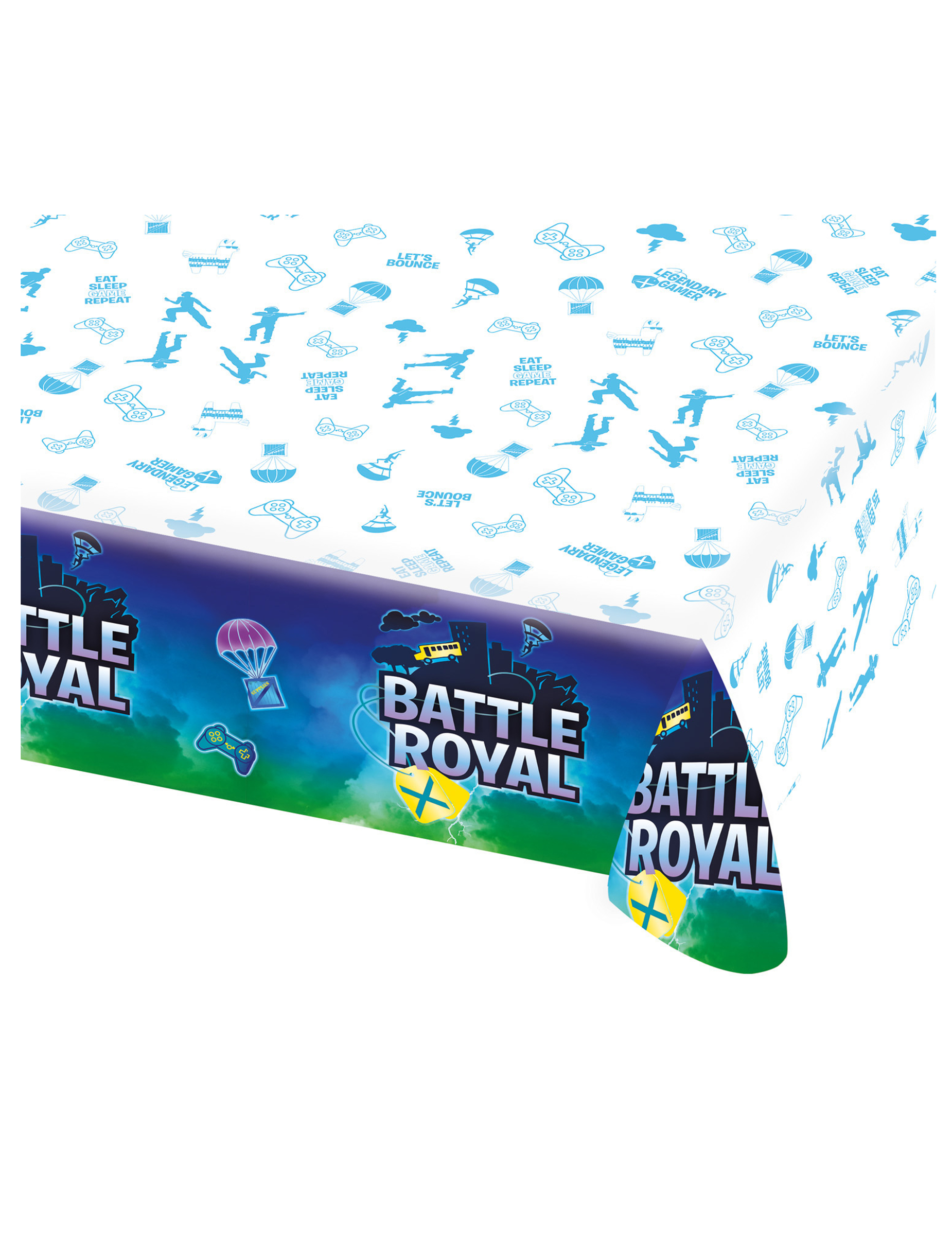 Battle Royal-Tischdecke Partydeko blau-weiss 137 x 243 cm